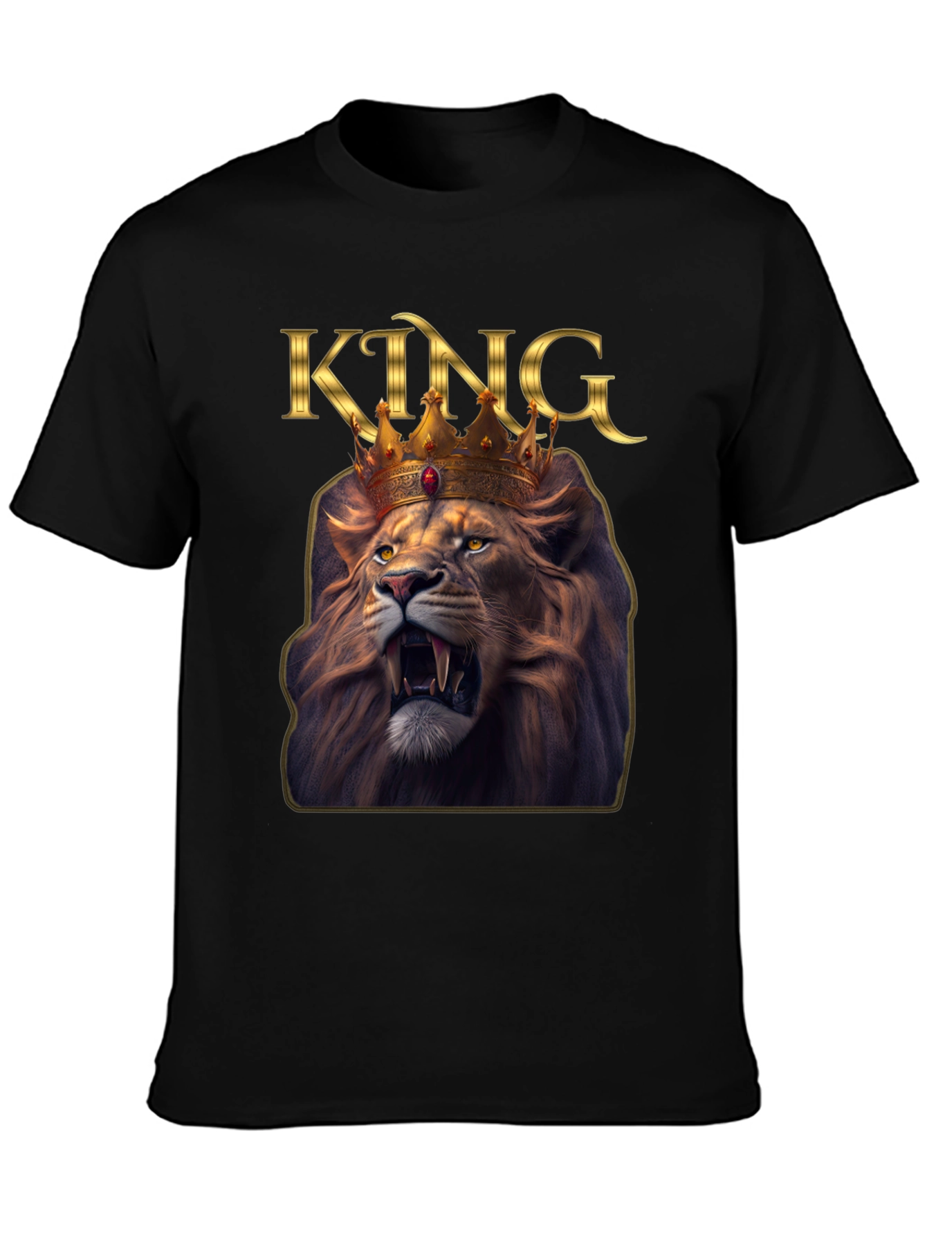 Black King Lion Graphic Tee - Black T-Shirt view 3