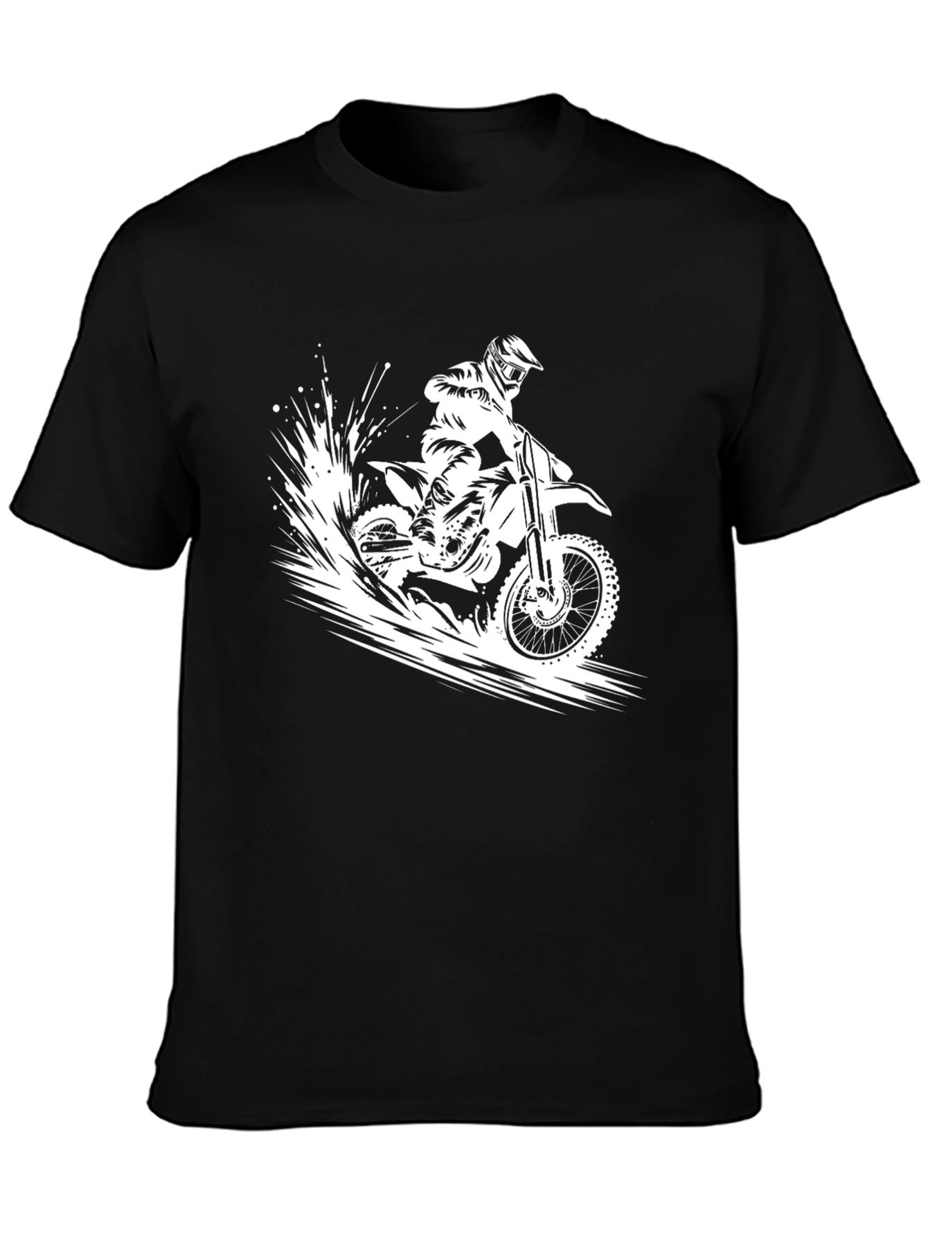 Black Dirt Bike Rider Graphic Tee - Black Cotton T-Shirt view 3