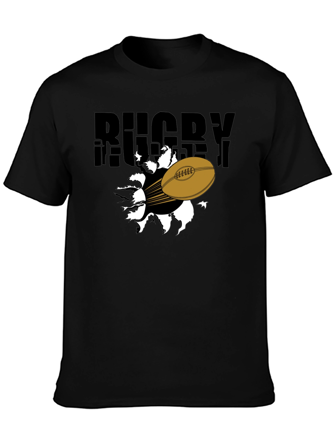 Black Rugby Ball Graphic T-Shirt - Black view 3