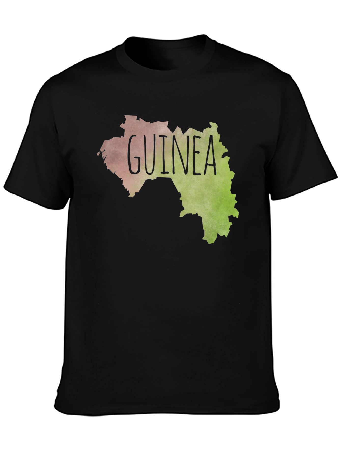 Black Guinea Map Graphic Tee - Black Unisex T-Shirt view 3