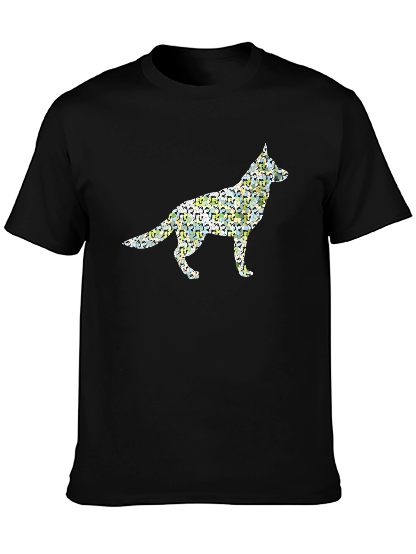 Black Dog Breed Silhouette Men's Black T-Shirt view 3