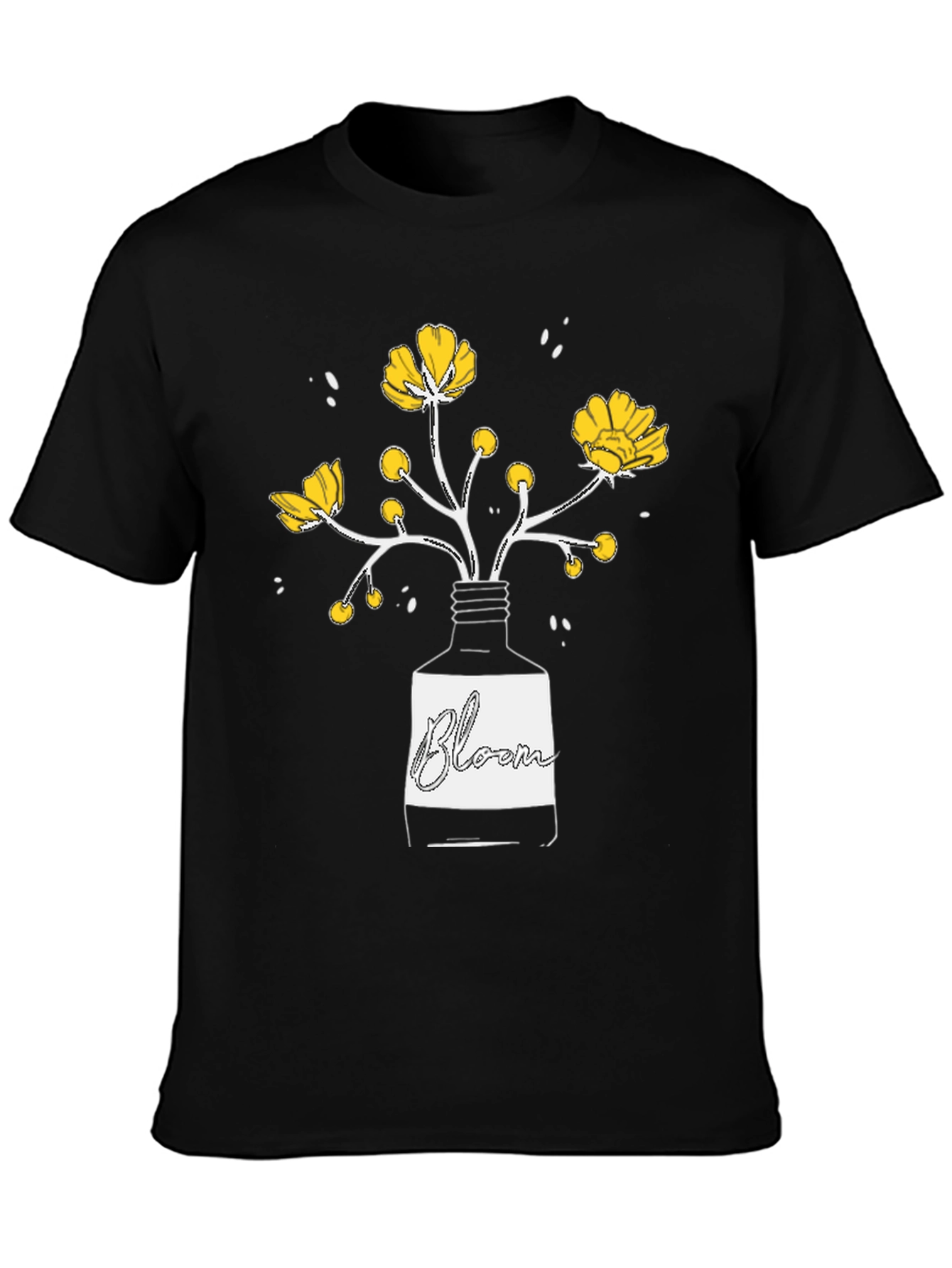 Black Bloom Graphic T-Shirt - Black Cotton Tee view 3