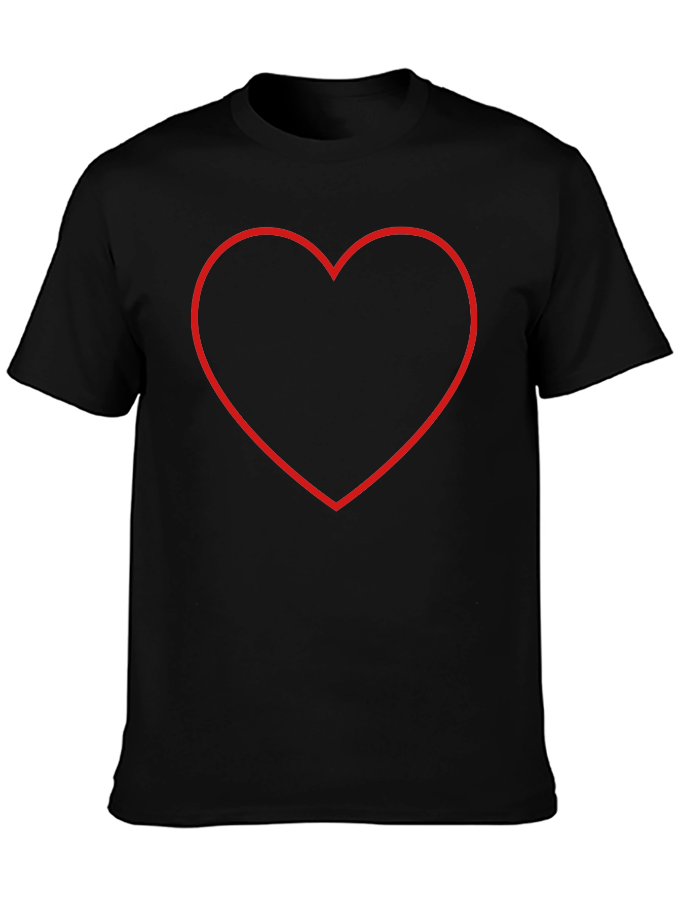Black Heart Outline Black T-Shirt view 3