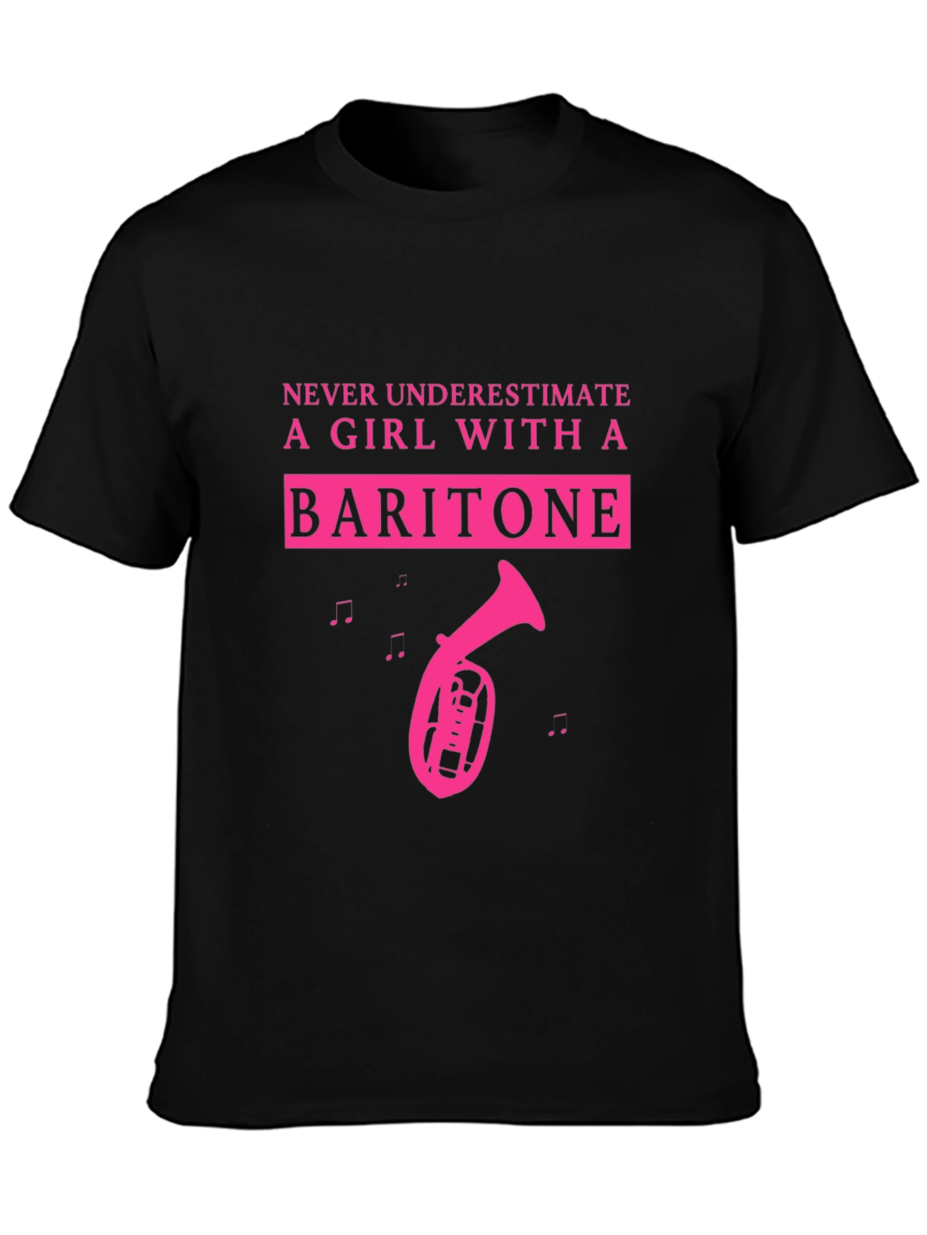 Black Baritone Girl T-Shirt - Musical Instrument Tee view 3