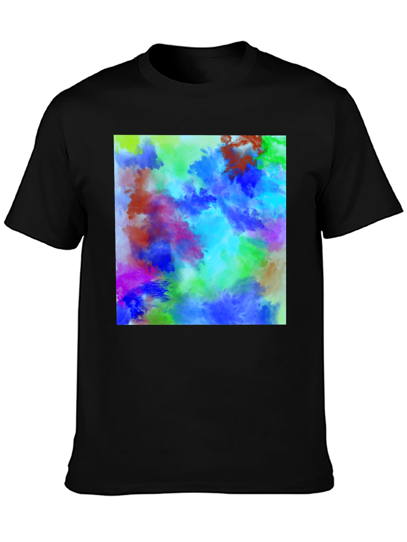 Black Vibrant Abstract Art T-Shirt - Colorful Graphic Tee view 3