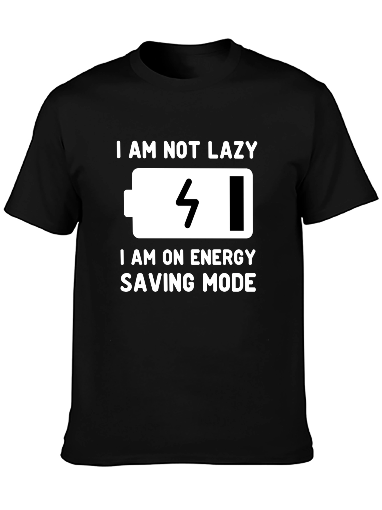 Black Funny Energy Saving Mode Graphic Tee view 3
