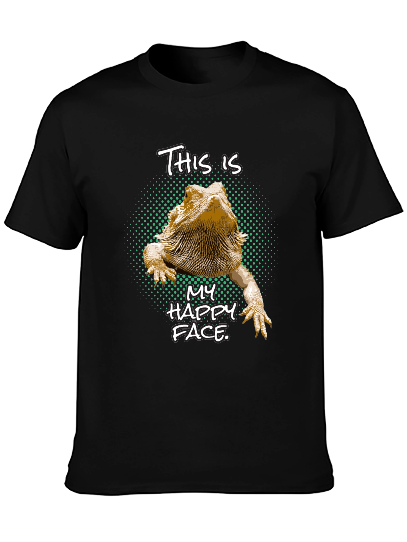 Black Bearded Dragon T-Shirt: This is My Happy Face view 3