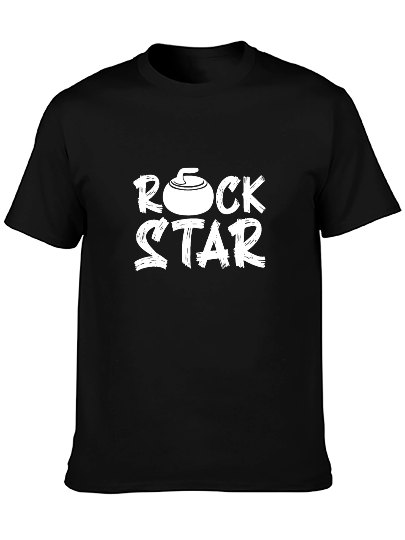 Black Rock Star T-Shirt - Curling Fan Apparel view 3