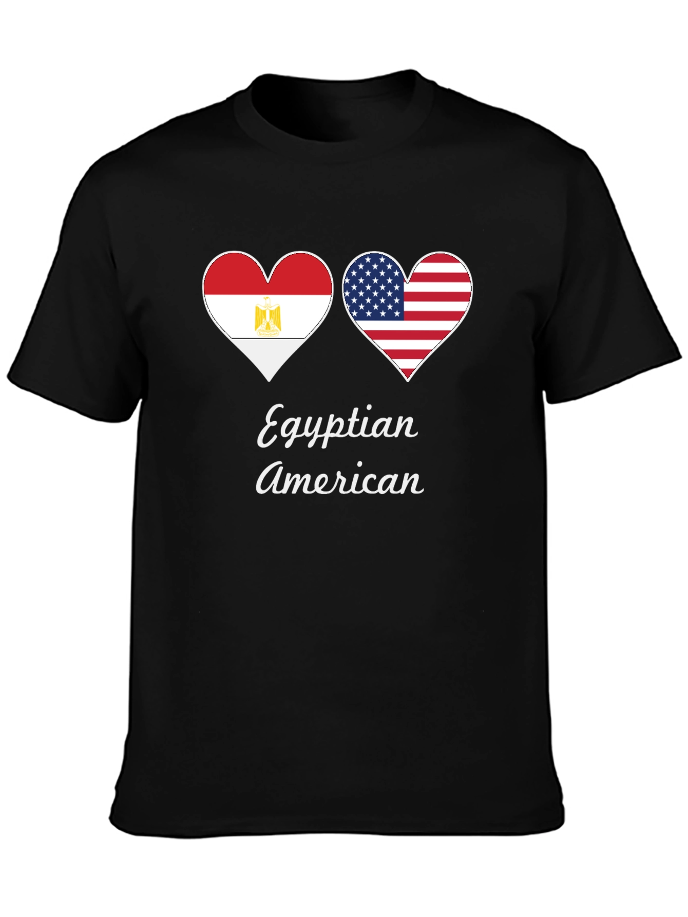 Egyptian American Flag Heart T-Shirt - 3