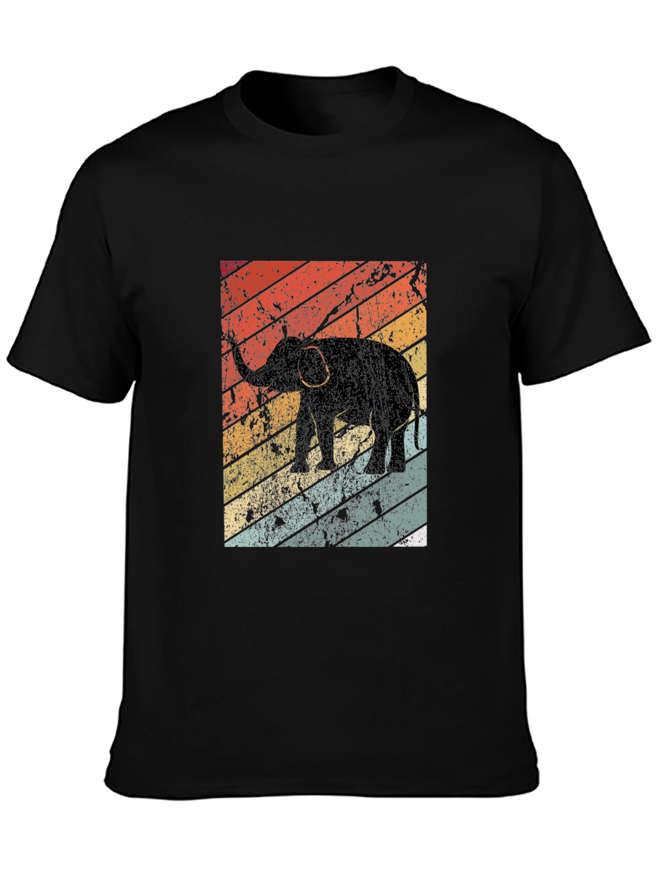 Black Retro Elephant Graphic T-Shirt - Stylish Cotton Tee view 3