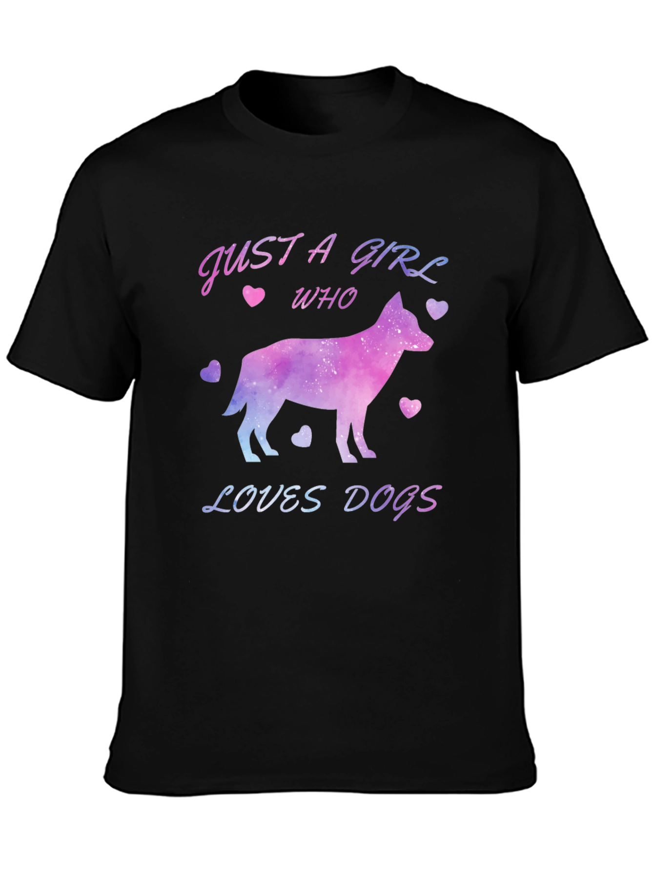 Black Just a Girl Who Loves Dogs T-Shirt view 3