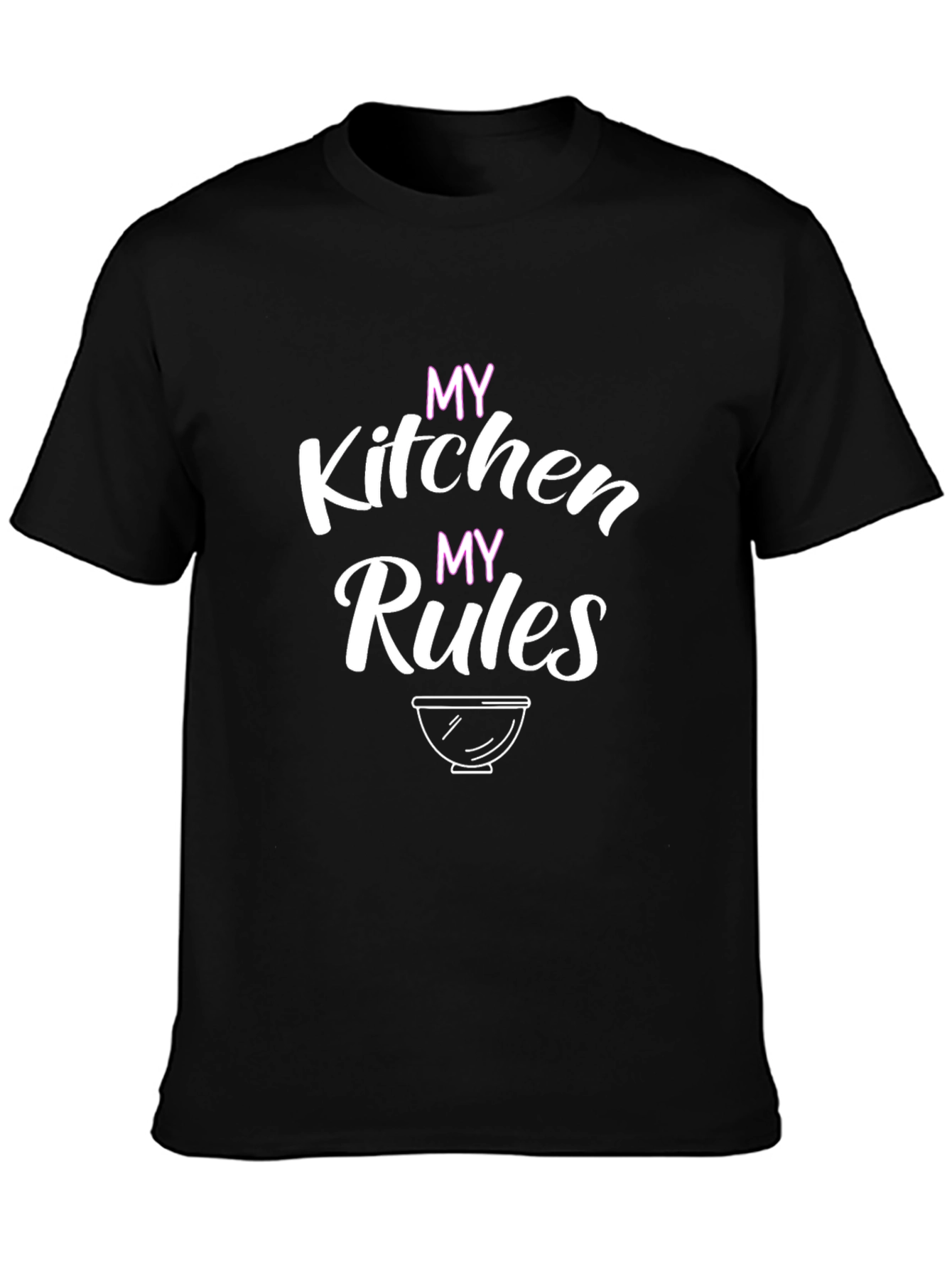 Black My Kitchen My Rules T-Shirt - Black Cotton Chef Tee view 3