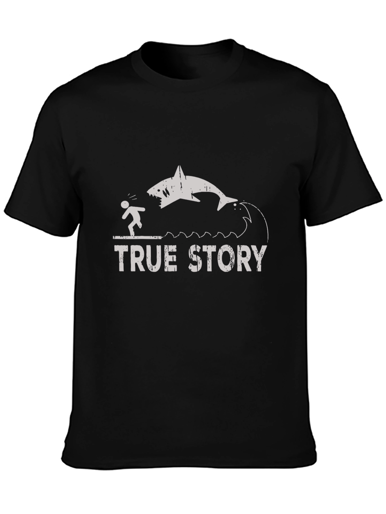 Black True Story Shark T-Shirt - Funny Graphic Tee view 3