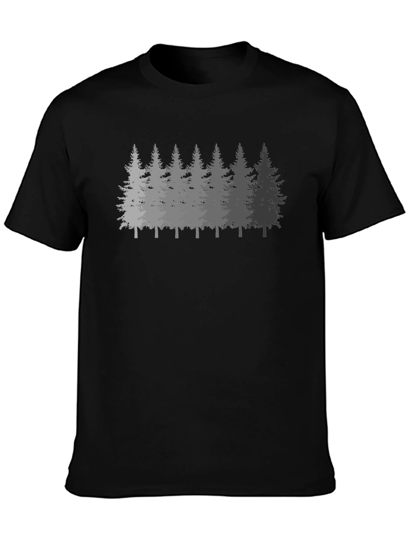 Black Men's Forest Print Black Crew Neck T-Shirt view 3
