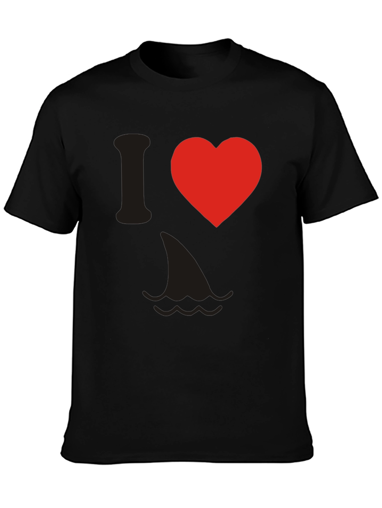 Black I Love Sharks T-Shirt - Novelty Graphic Tee view 3