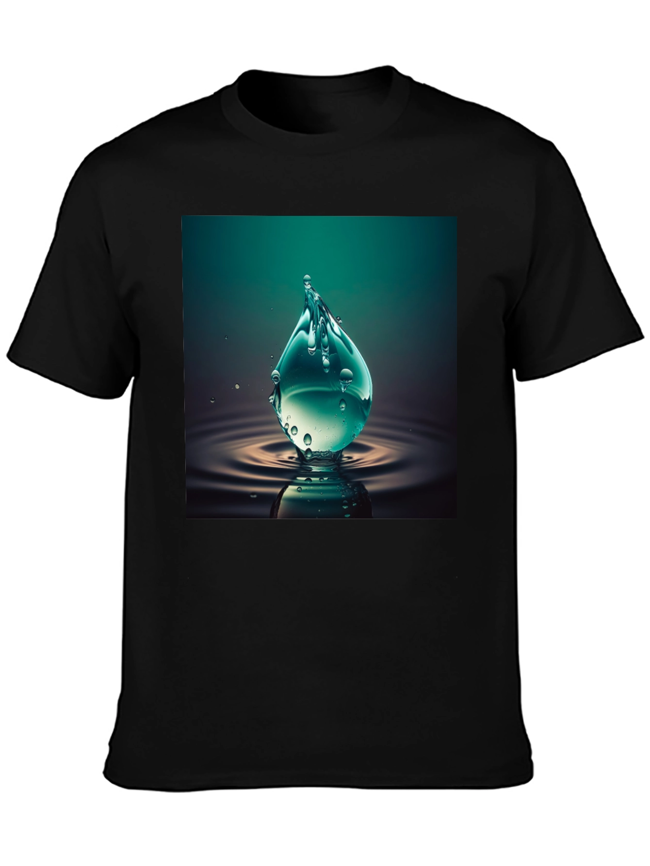 Black Water Drop Graphic Tee - Cool Black T-Shirt view 3