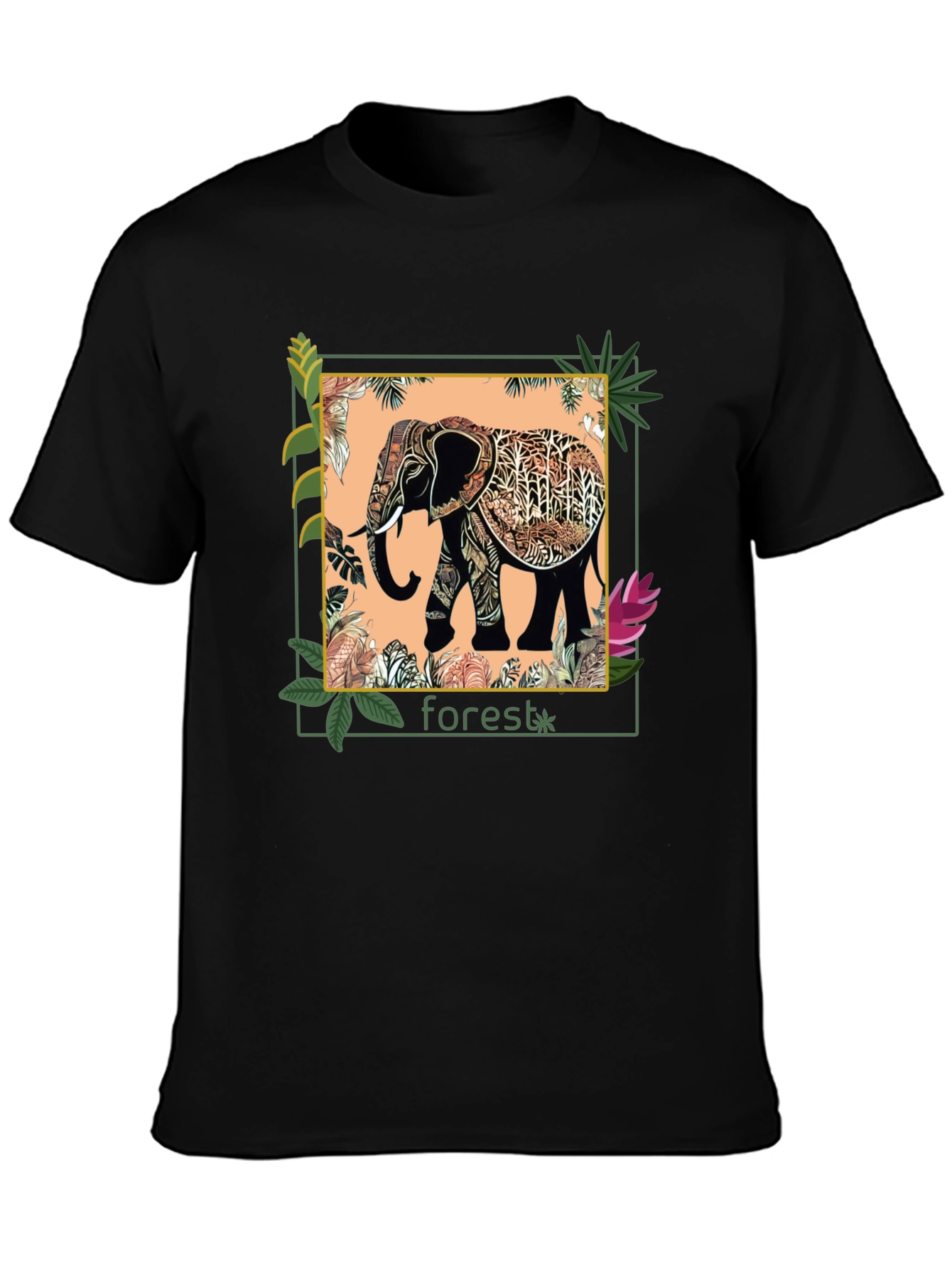 Black Elephant Forest Graphic Tee - Black view 3