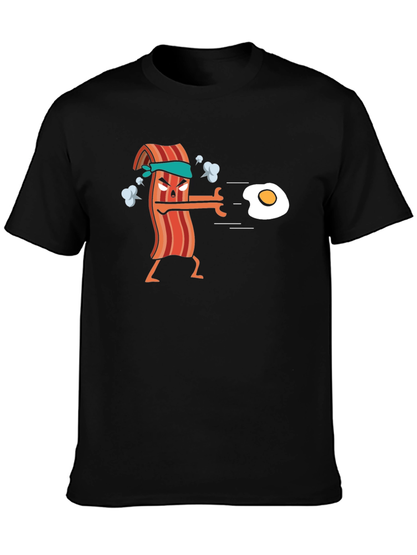 Black Bacon vs Egg Funny T-Shirt view 3