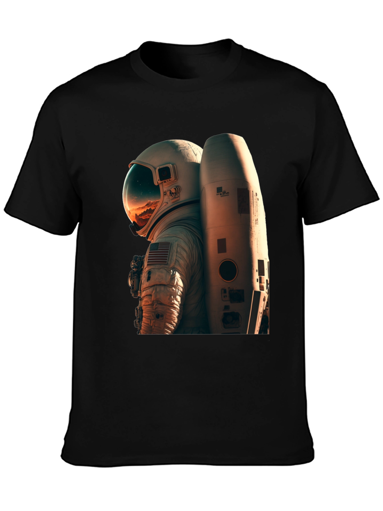 Black Astronaut Graphic Tee - Black Unisex T-Shirt view 3
