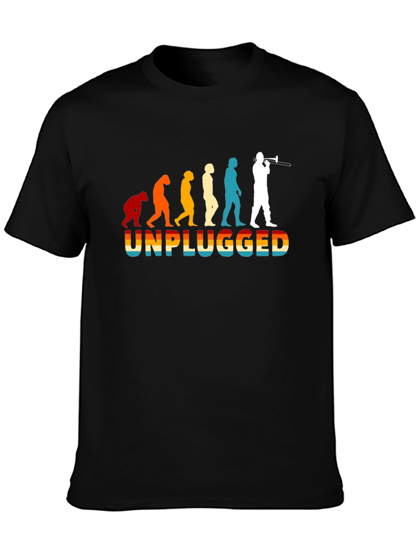 Black Unplugged Evolution T-Shirt - Music Trombone Player view 3