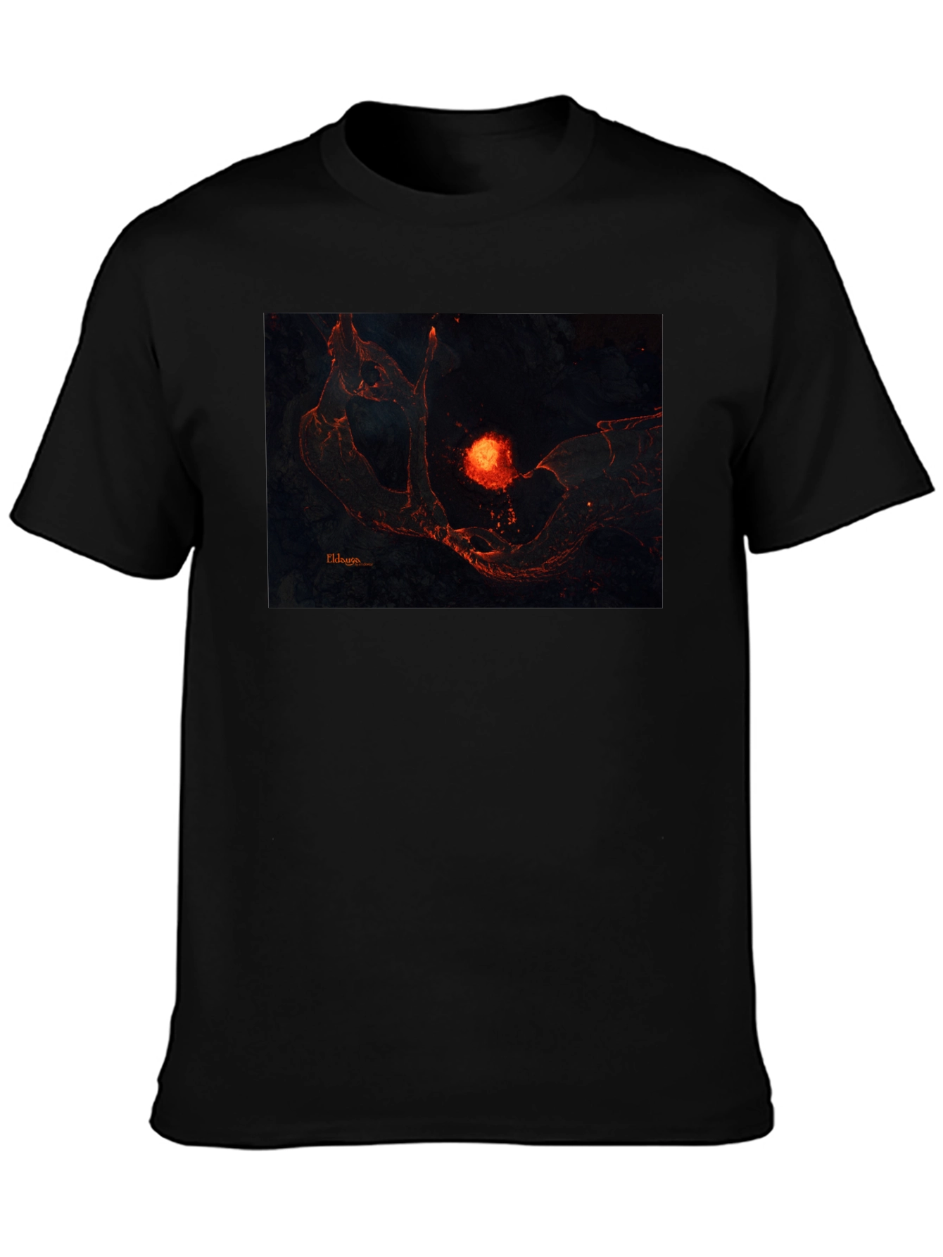 Black Lava Landscape Graphic Black T-Shirt view 3
