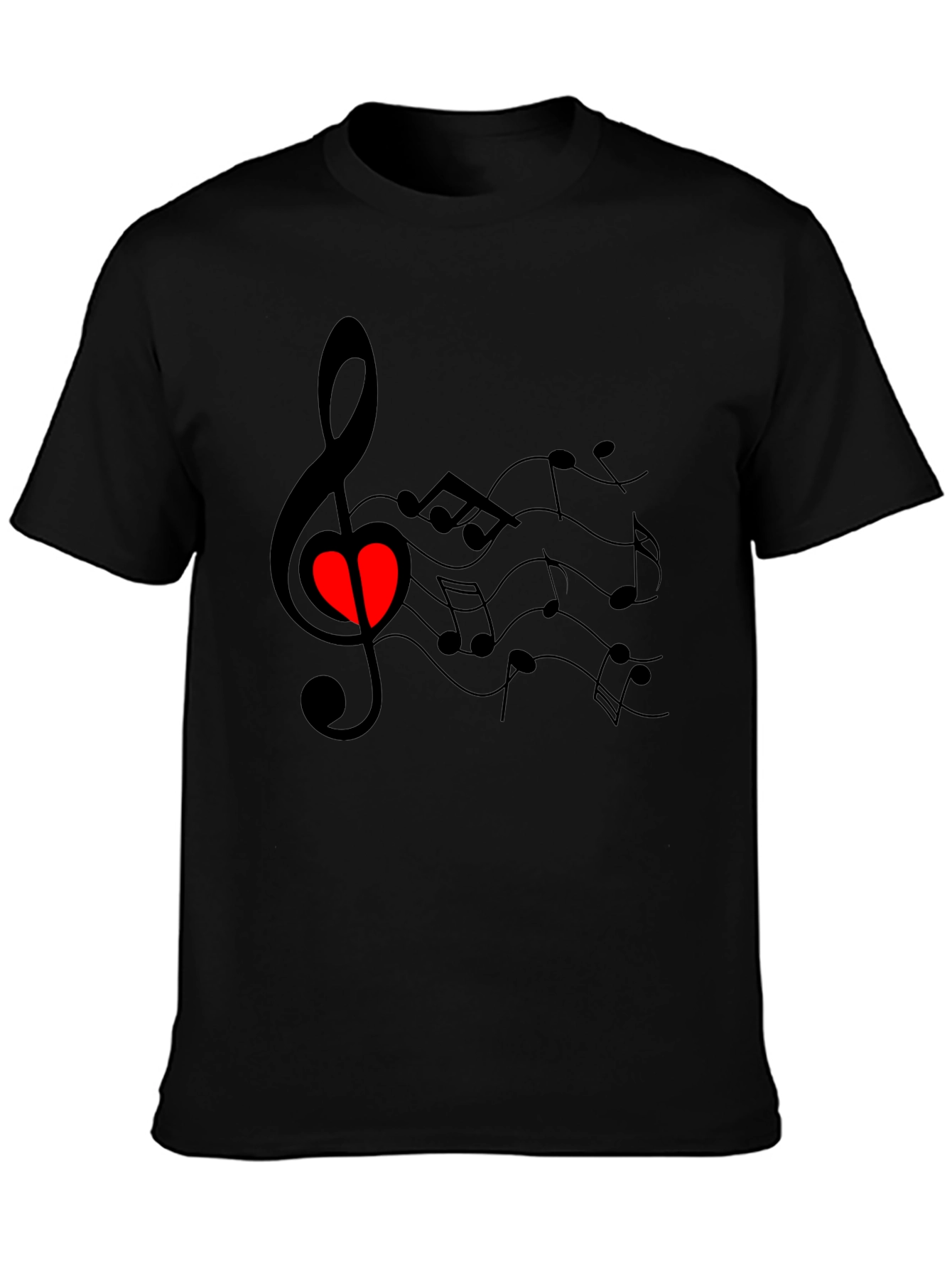 Black Musical Heart T-Shirt - Black Cotton Blend view 3
