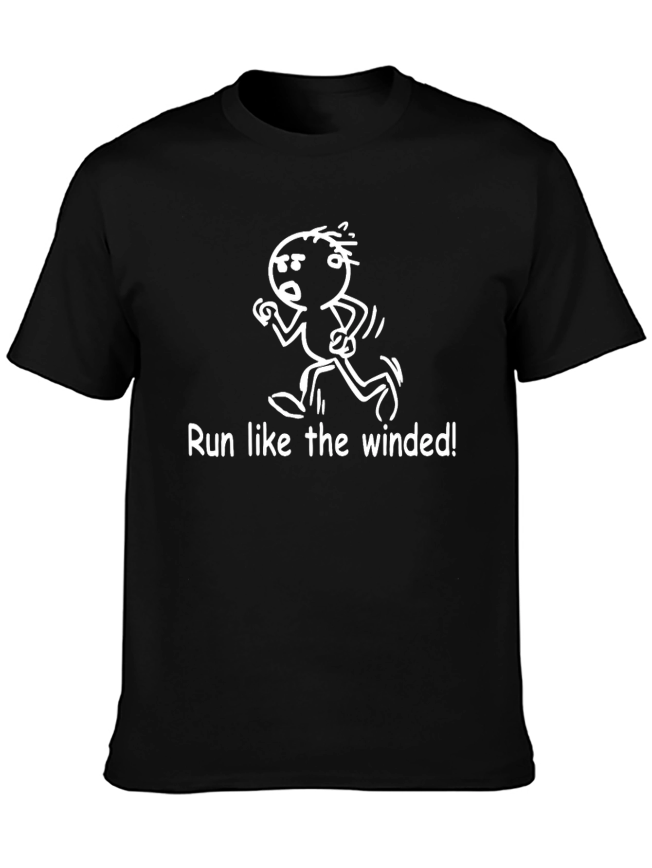 Black Funny Running T-Shirt - Run Like the Winded! view 3