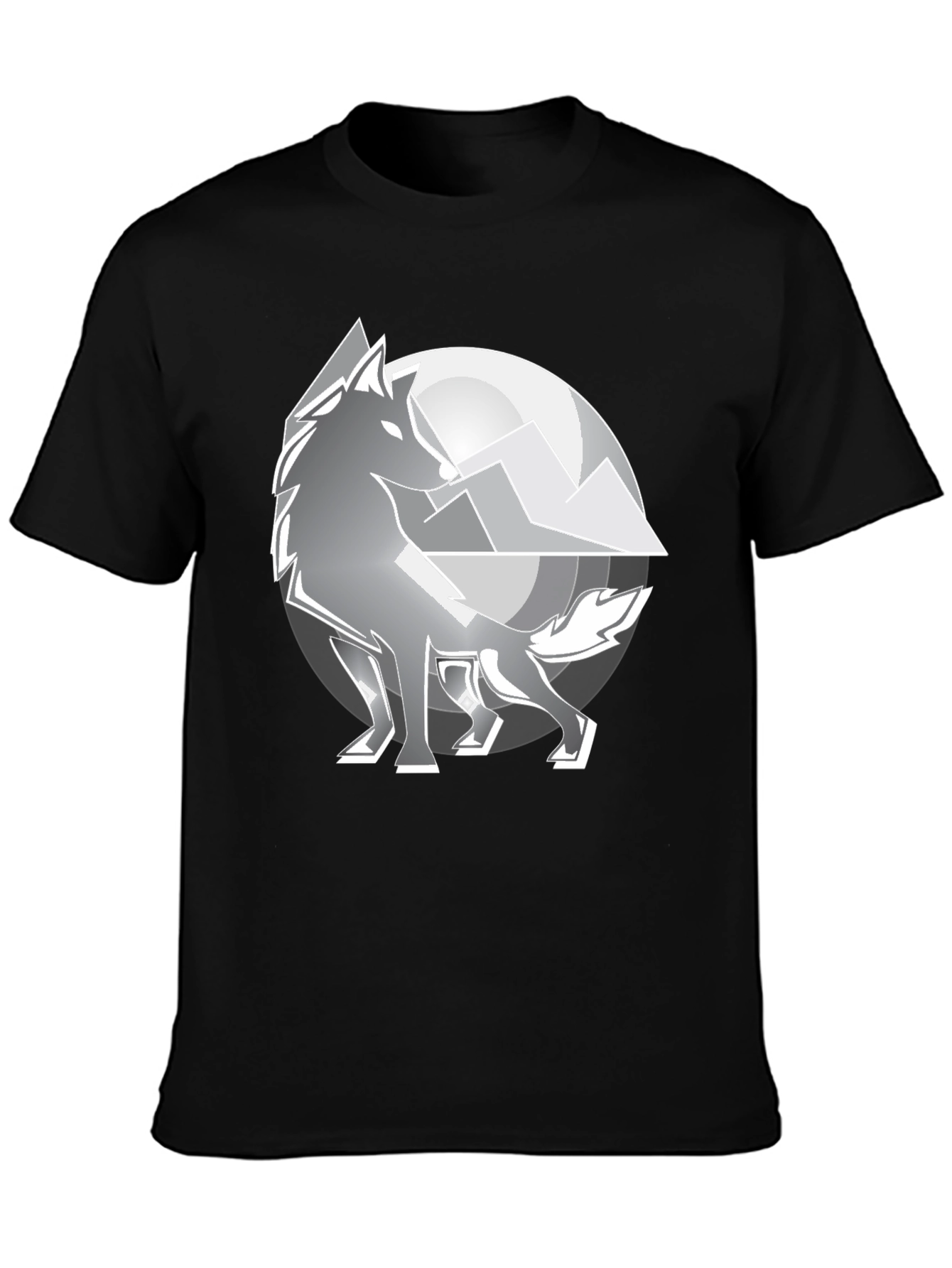 Black Wolf Moon Graphic T-Shirt - Cool Men's Black Tee view 3