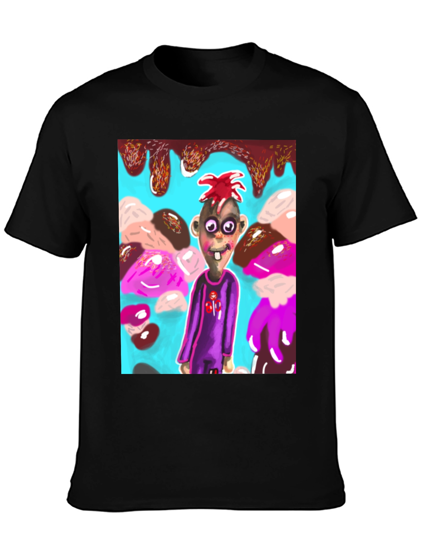 Black Cartoon Character Graphic Tee view 3