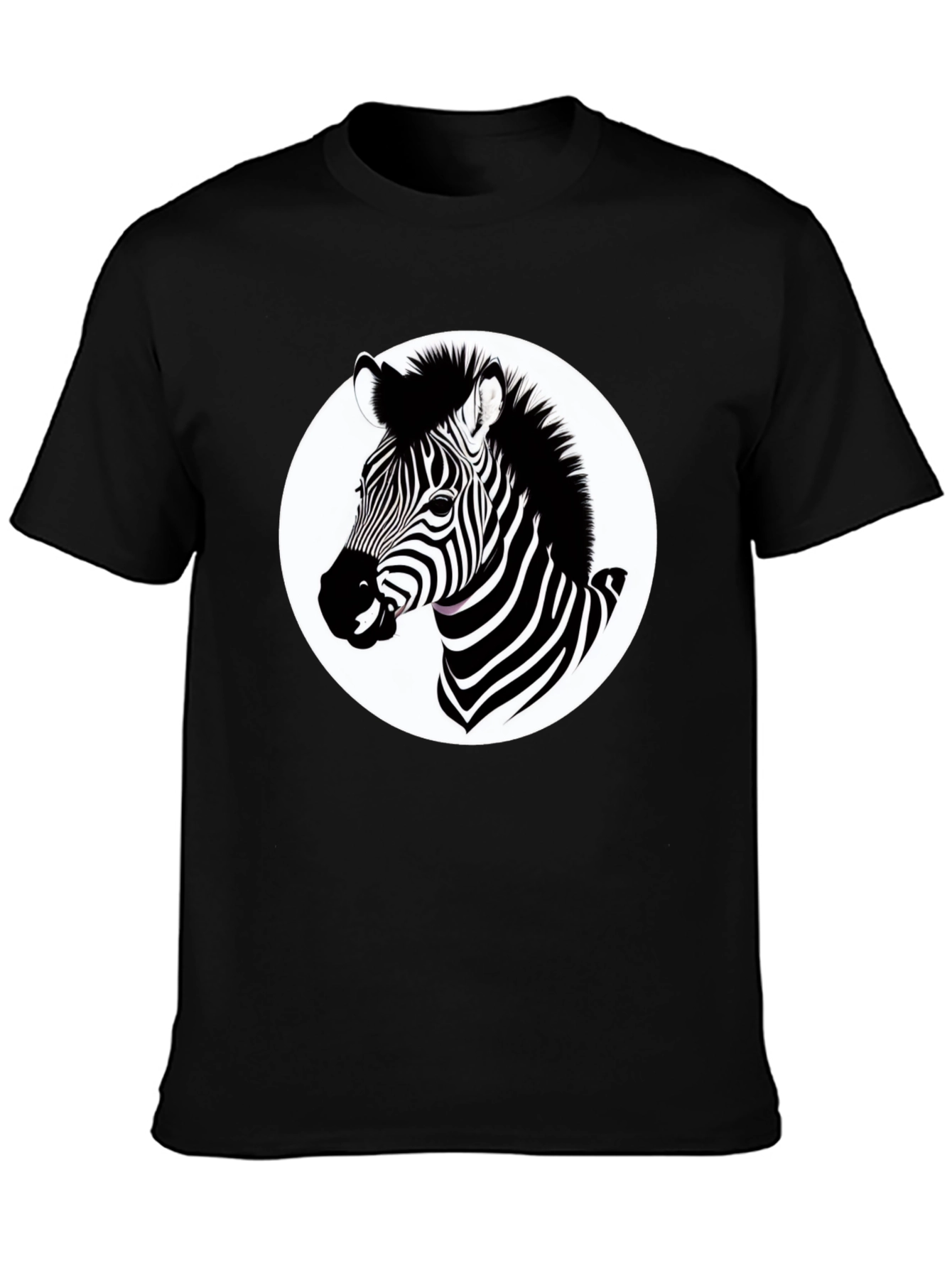 Black Zebra Graphic T-Shirt - Black Cotton Blend Tee view 3