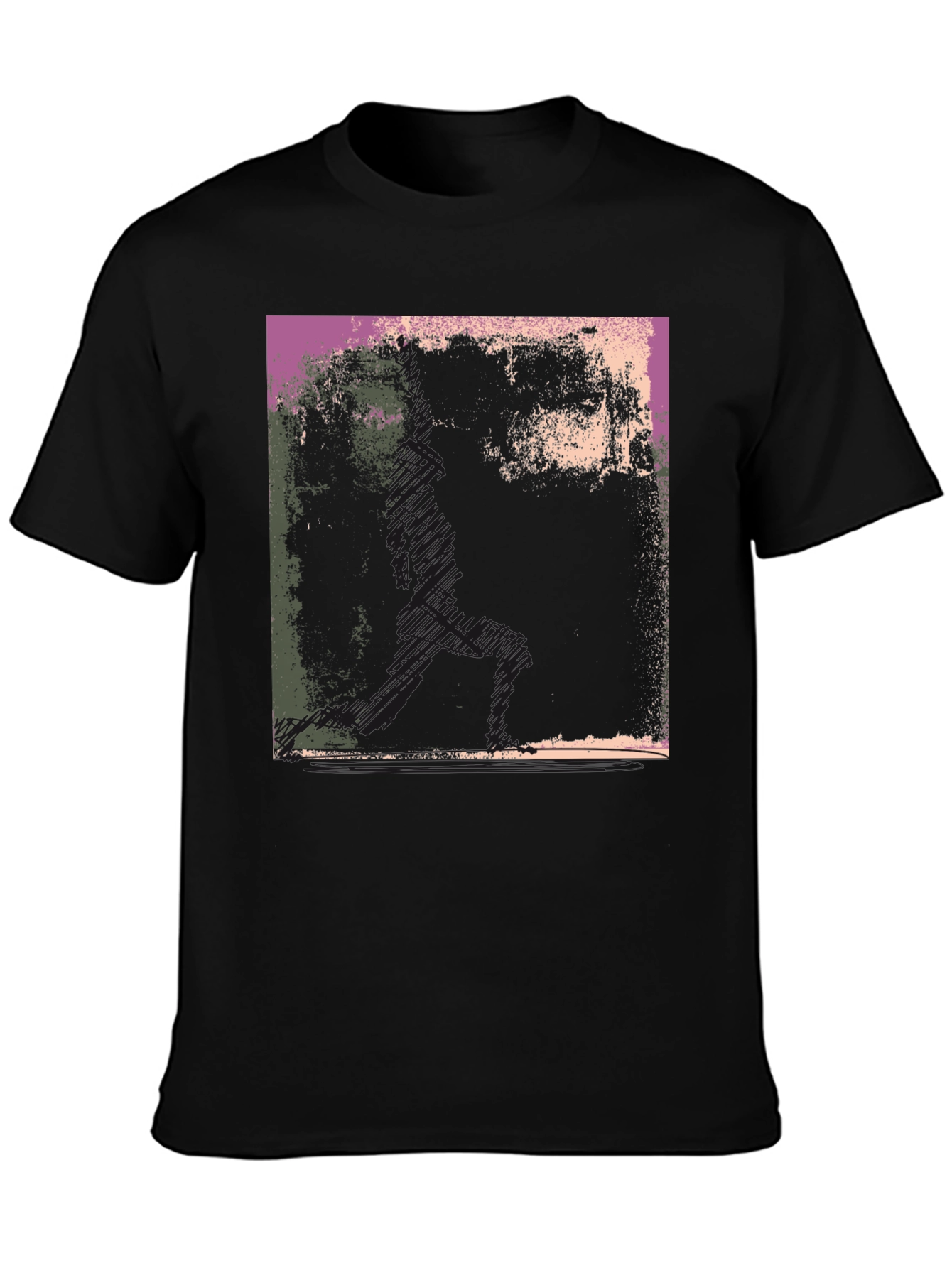Black Abstract Graphic Print Black T-Shirt view 3