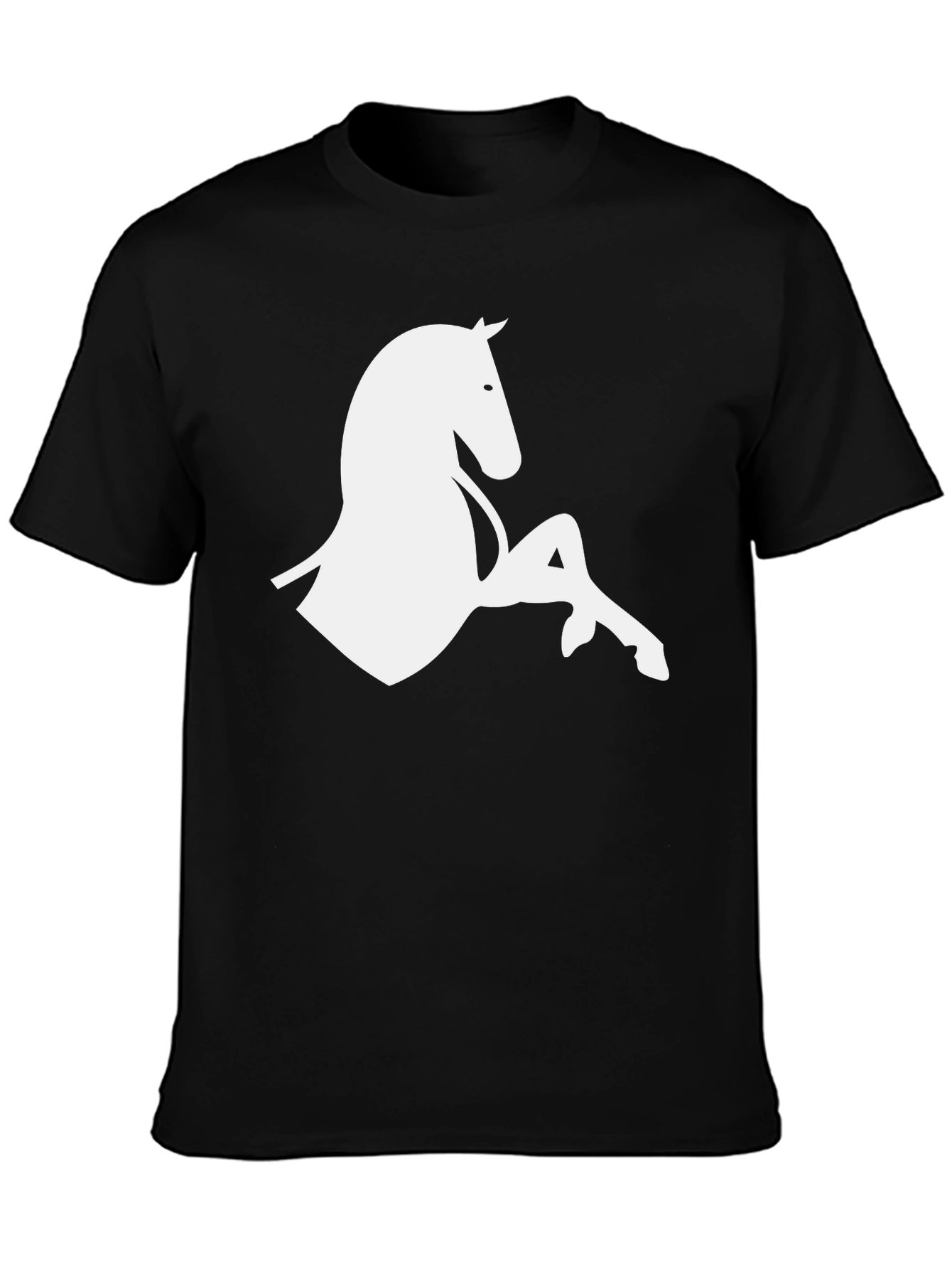 Black Horse Silhouette Graphic Black T-Shirt view 3