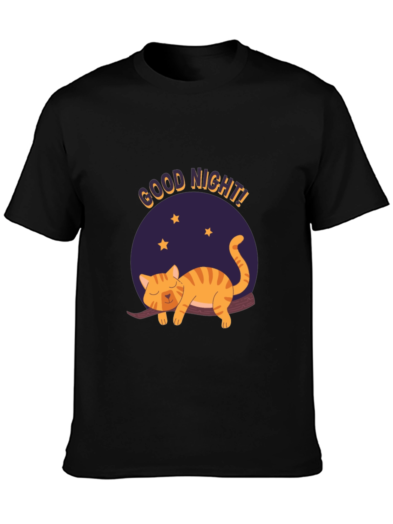 Black Good Night Cat Graphic T-Shirt - Black view 3