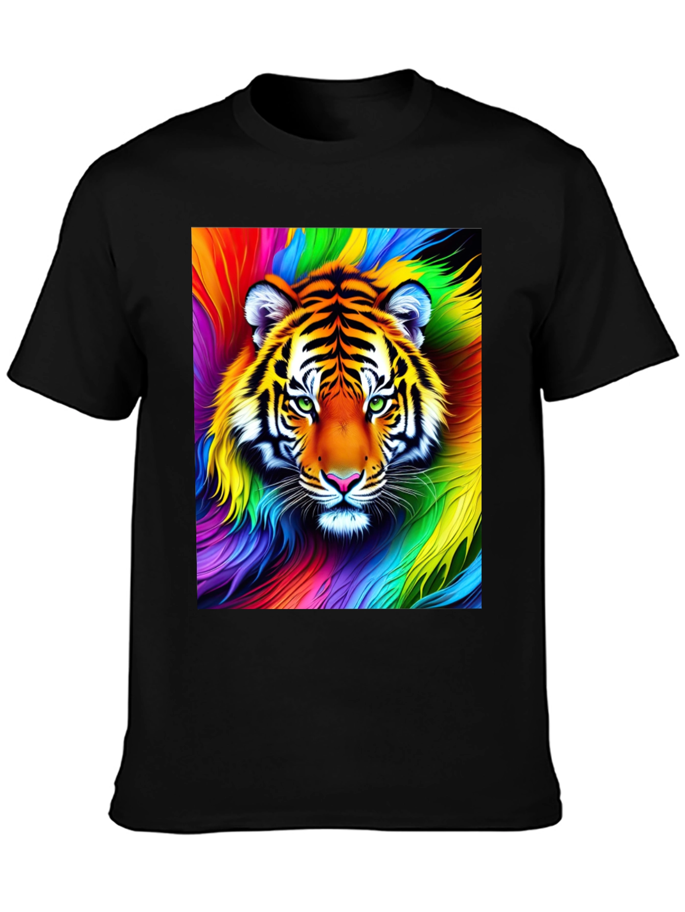 Black Rainbow Tiger Graphic Tee - Vibrant Unisex Shirt view 3