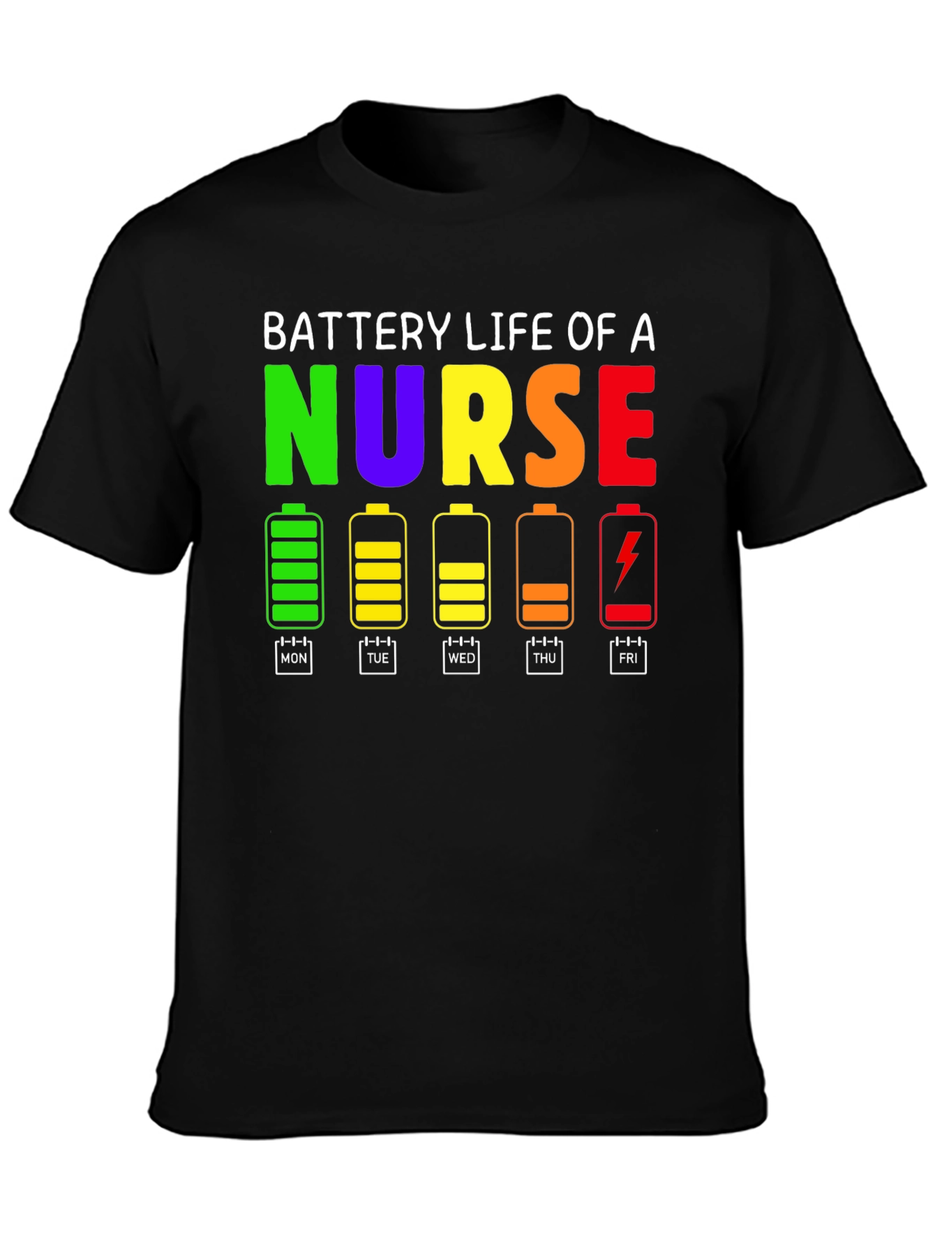 Black Battery Life of a Nurse T-Shirt view 3