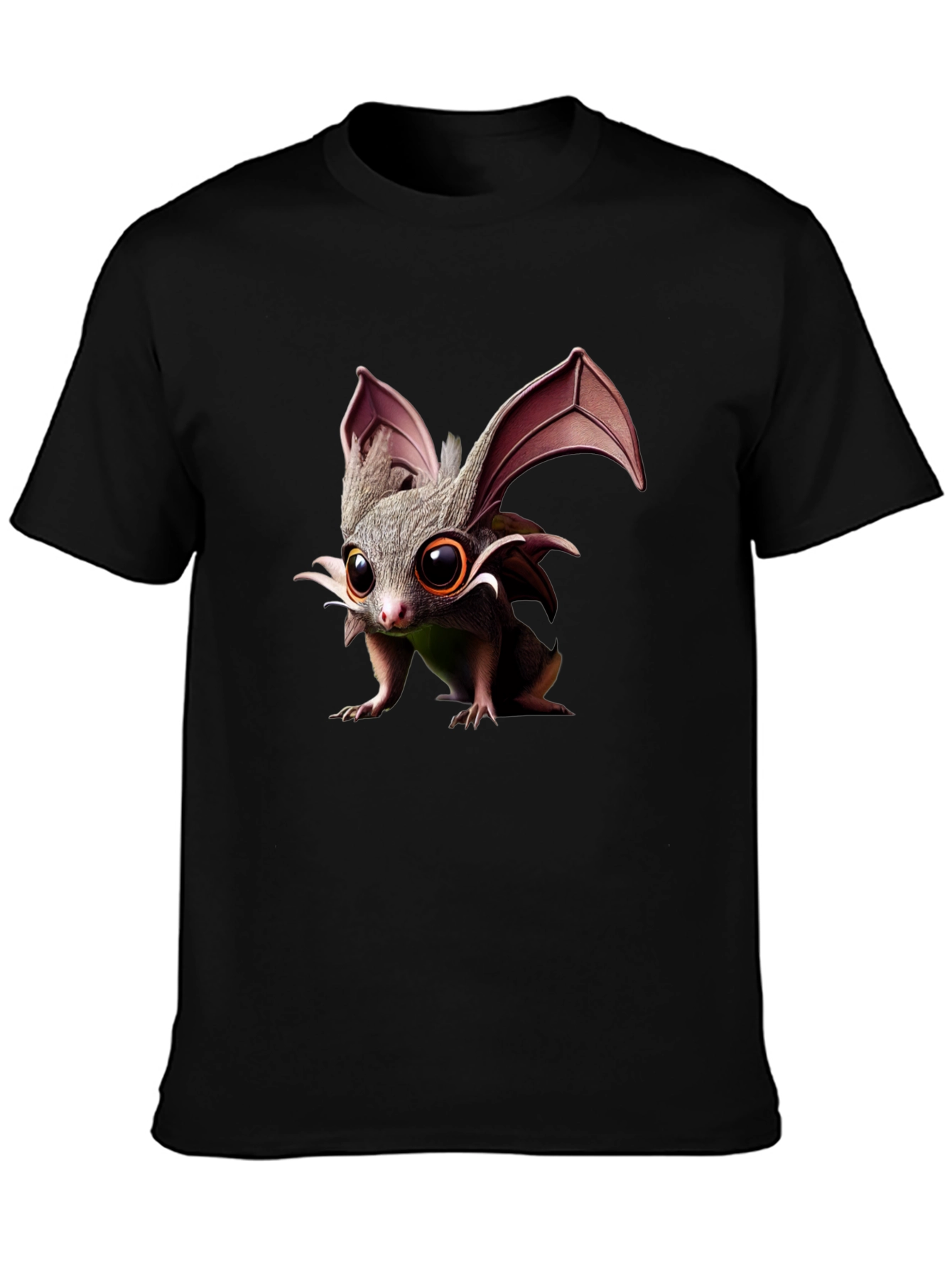 Black Cute Bat T-Shirt - Unisex Black Tee view 3