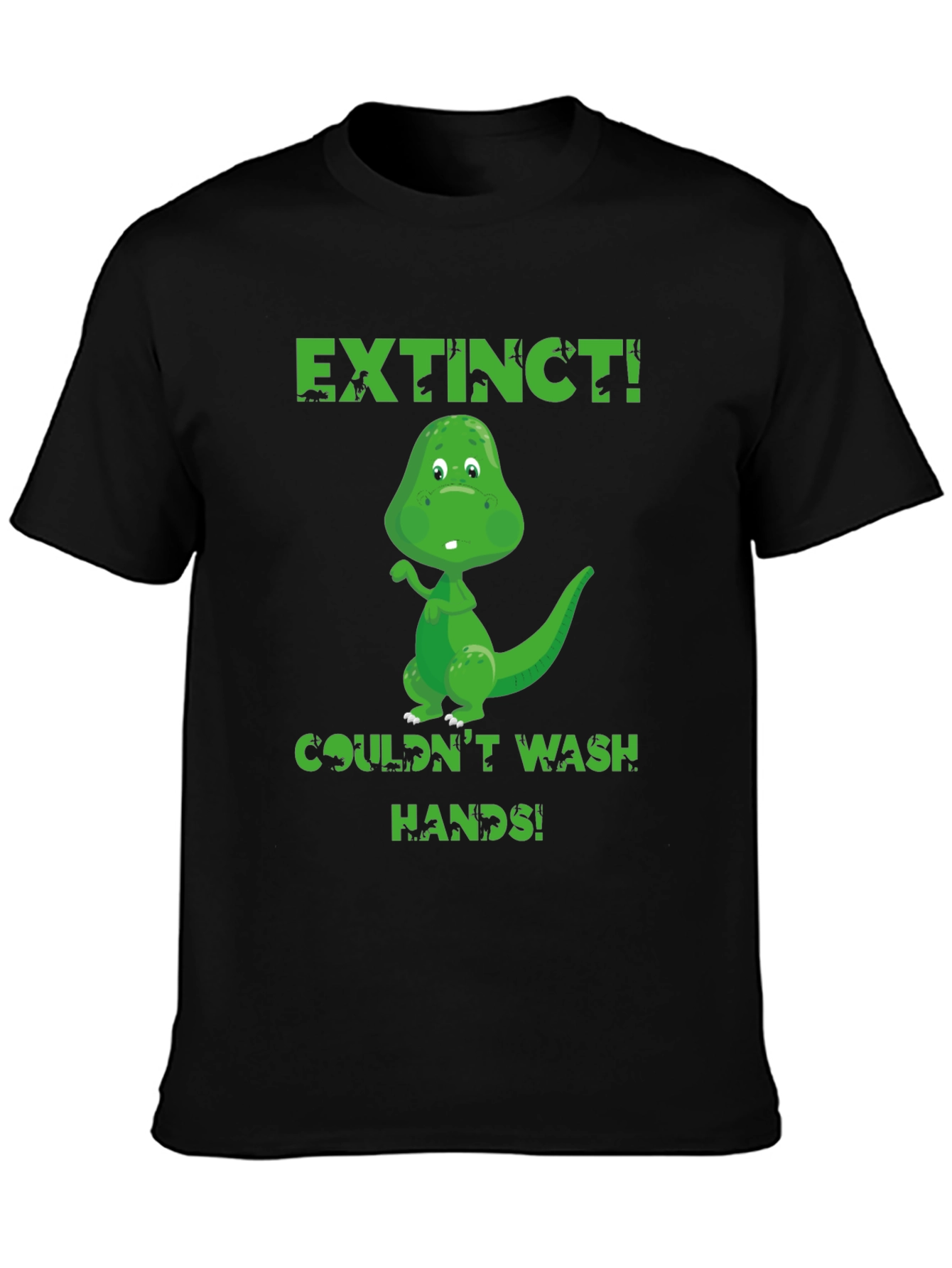 Black Extinct Dinosaur Wash Hands Graphic T-Shirt view 3