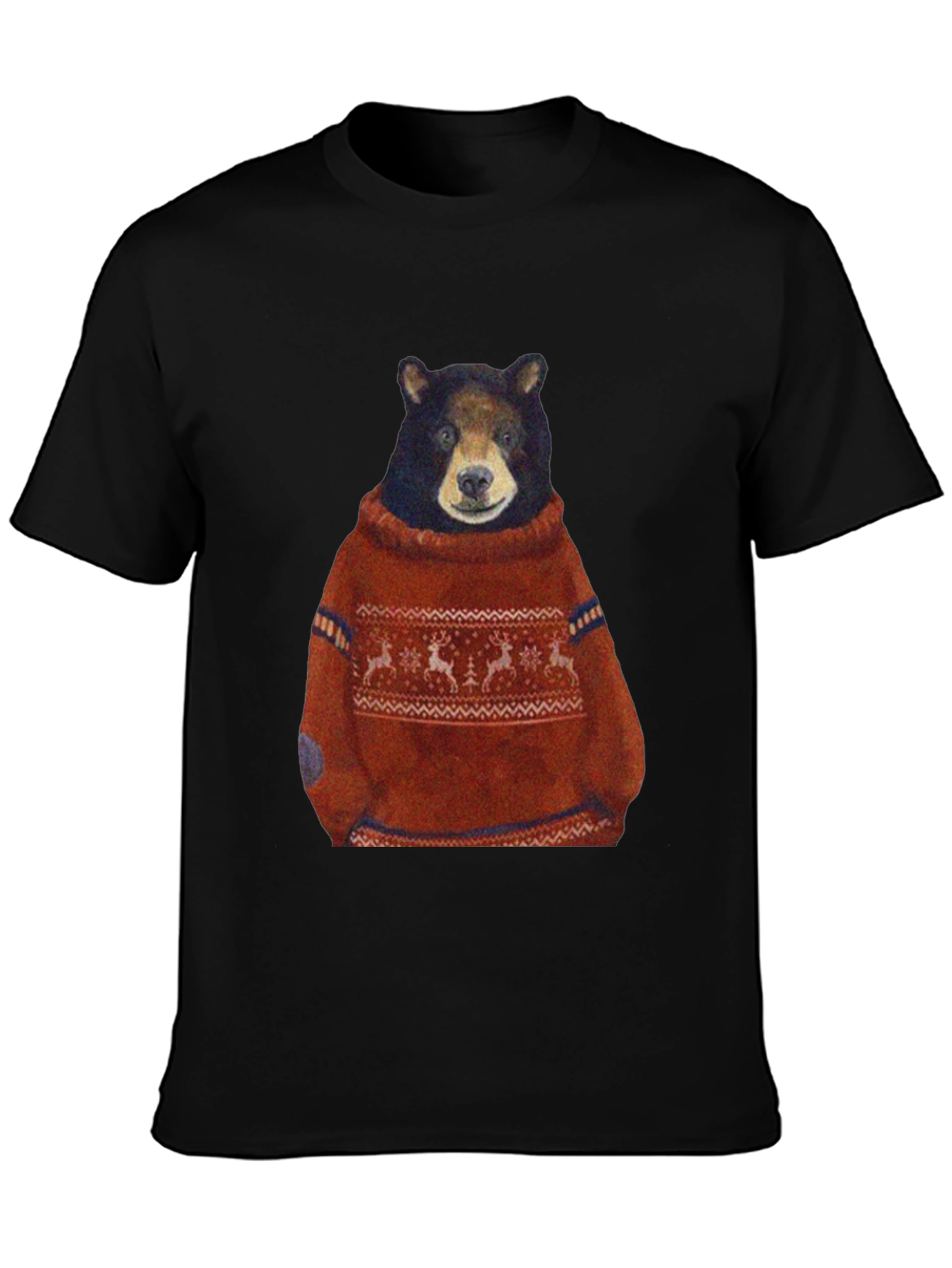 Black Bear in Sweater Graphic T-Shirt - Unique Design view 3