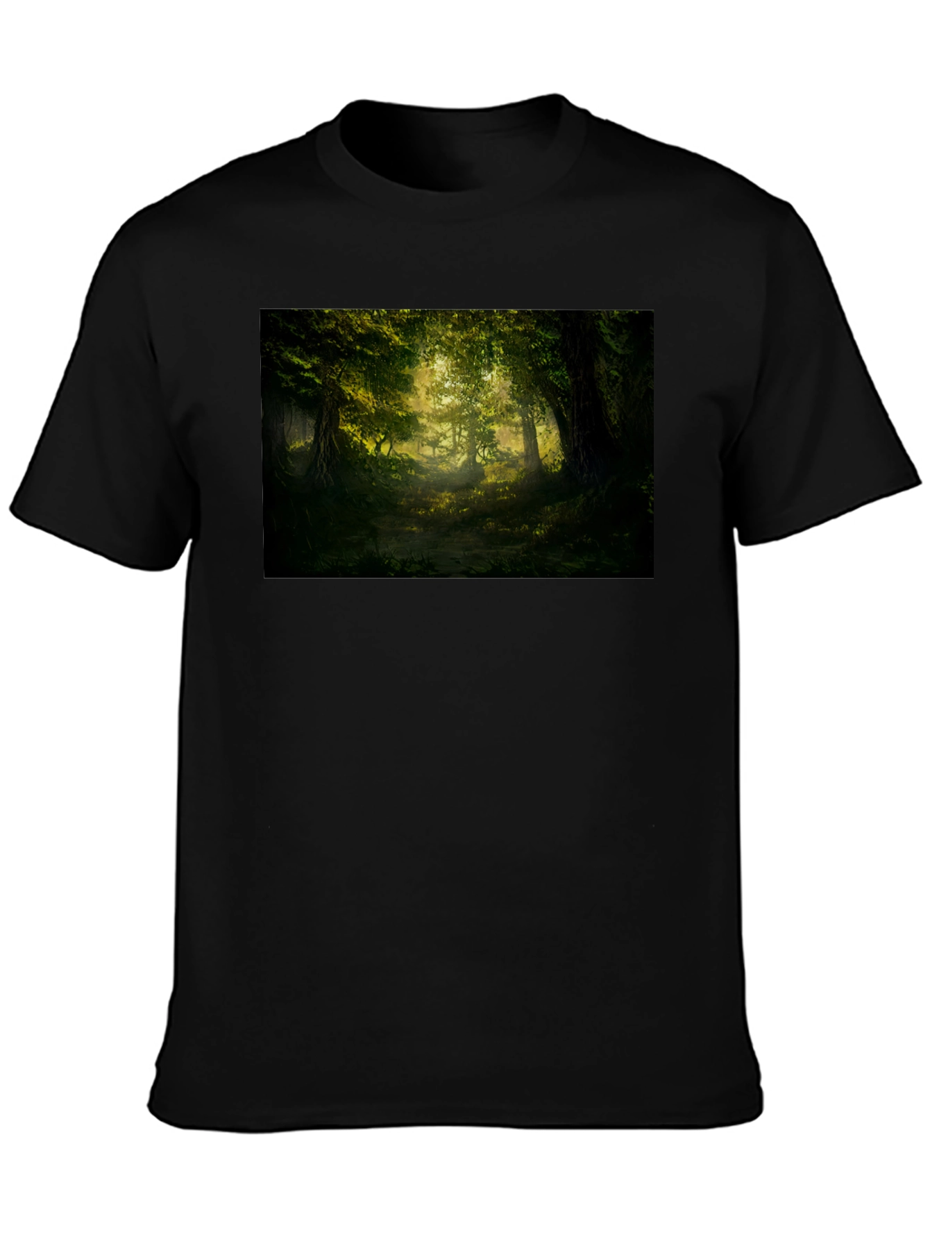 Black Enchanted Forest Graphic Tee - Nature Lover's Shirt view 3