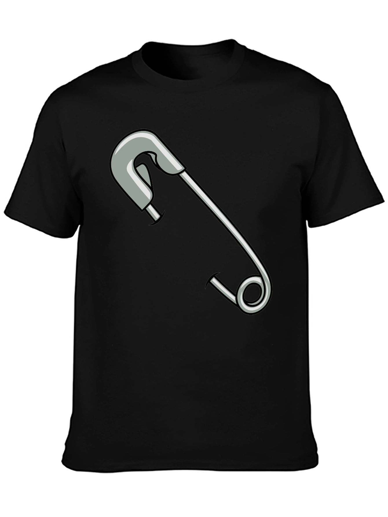 Black Safety Pin Graphic T-Shirt - Unisex Casual Tee view 3