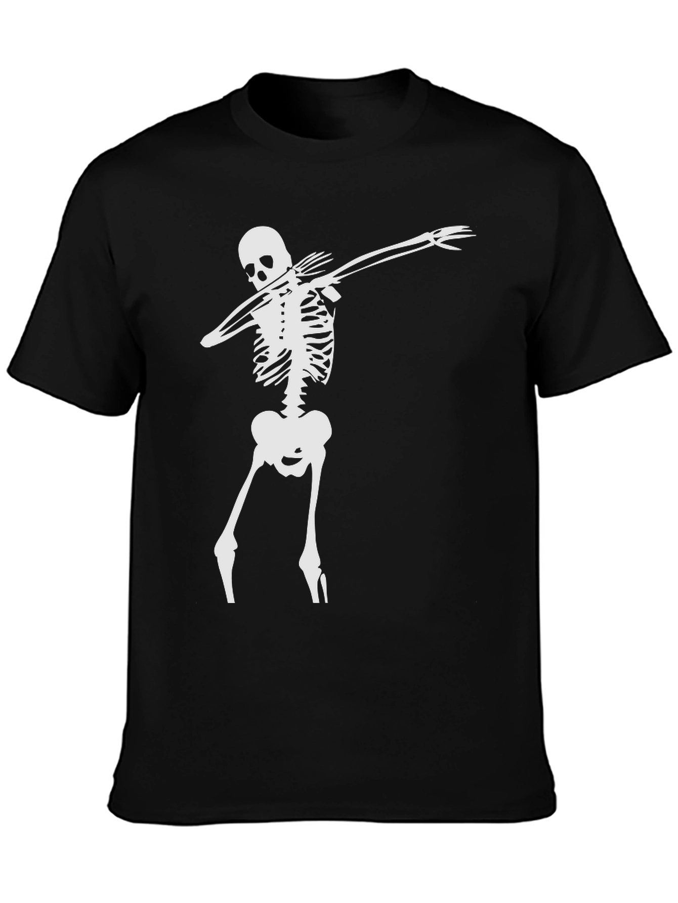 Black Skeleton Dabbing Tee - Black Graphic T-Shirt view 3