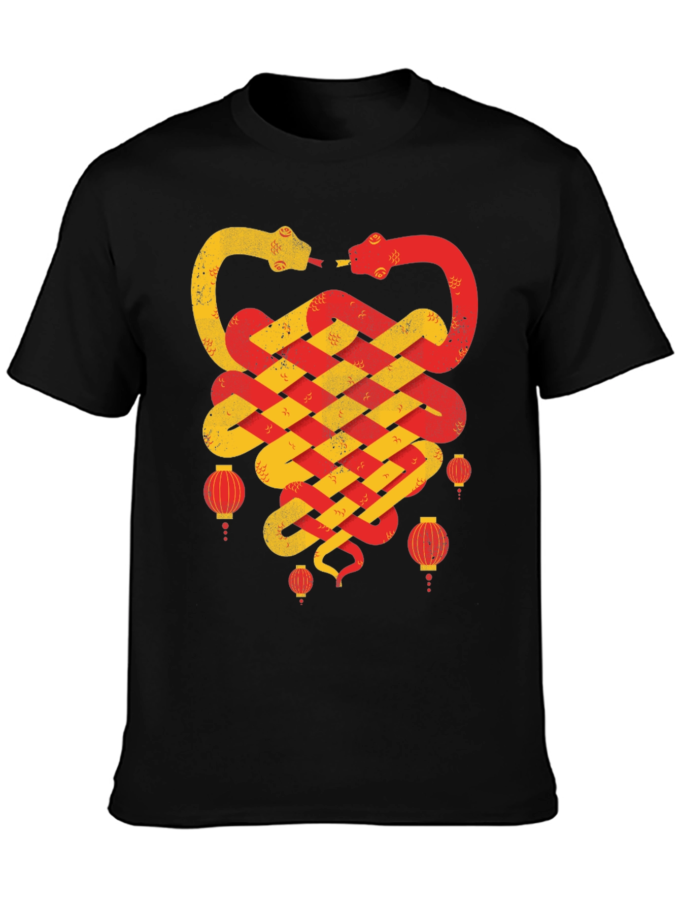 Black Chinese New Year Snake Lantern T-Shirt view 3