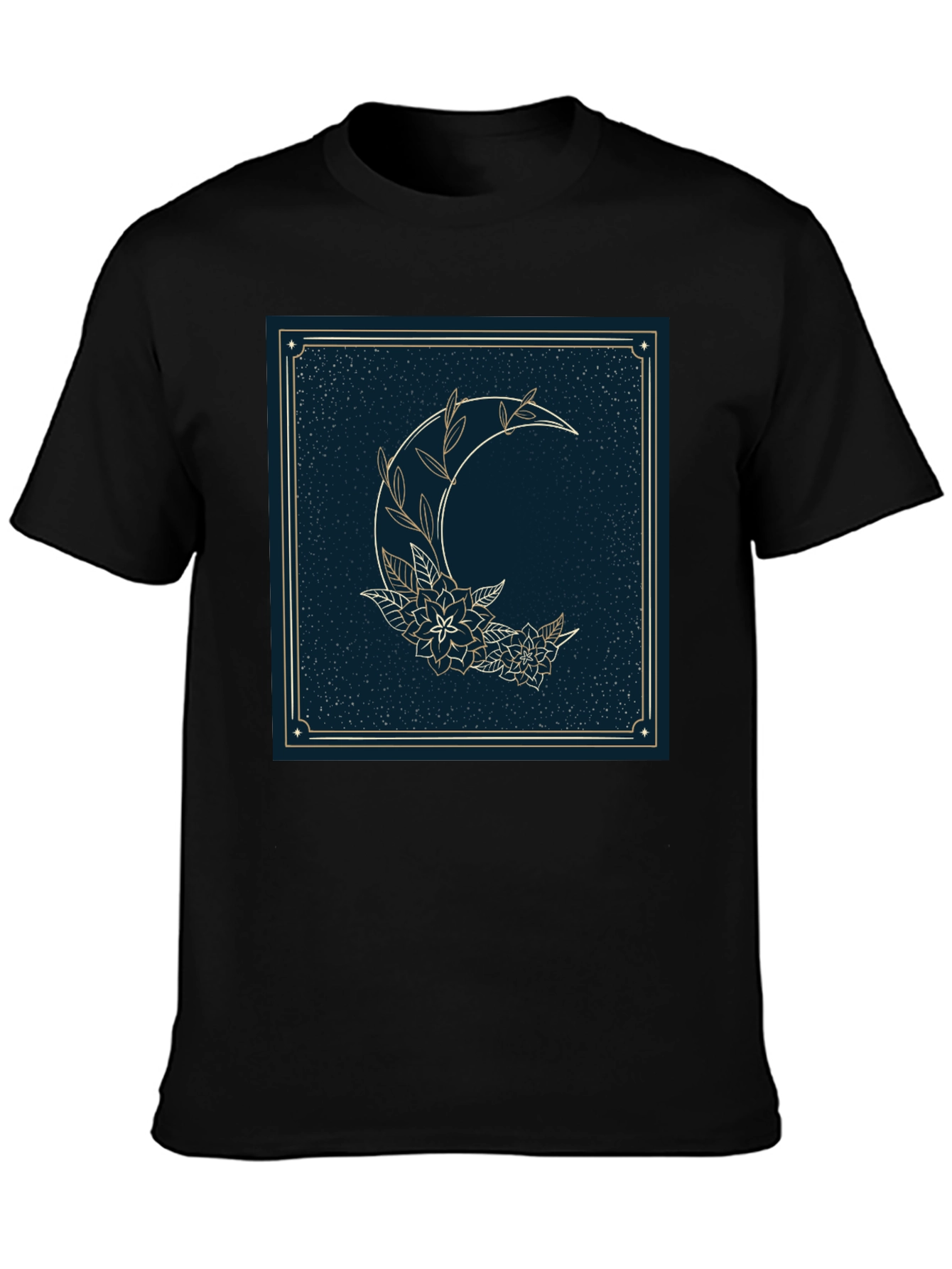 Black Mystic Moon Floral Graphic Tee - Black view 3