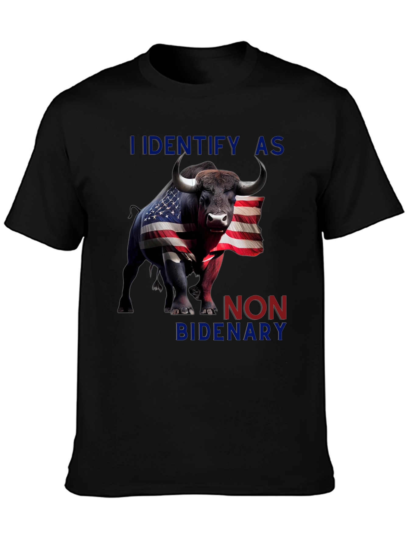 Black I Identify As Non Bidenary T-Shirt view 3