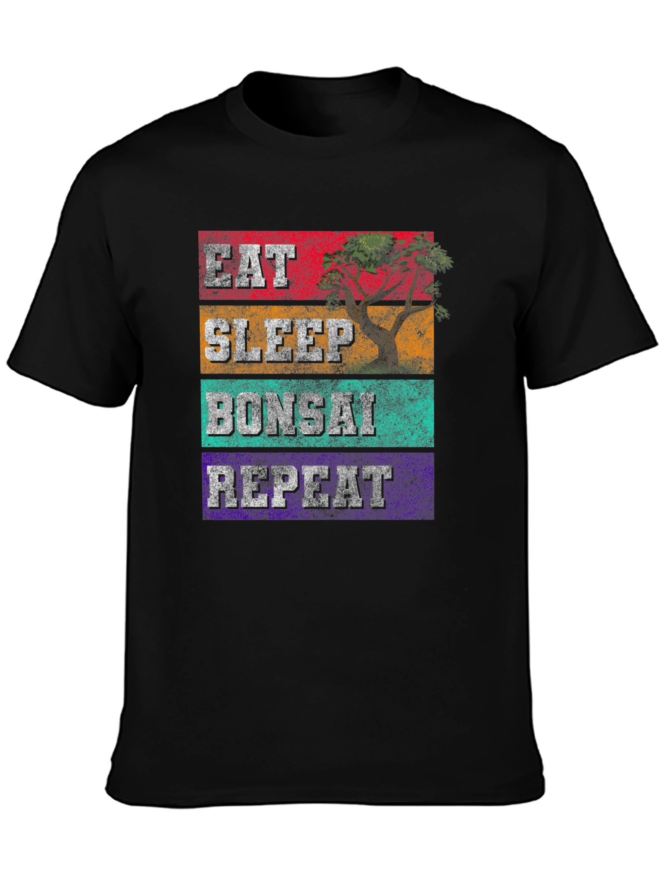 Black Eat Sleep Bonsai Repeat Graphic Tee view 3