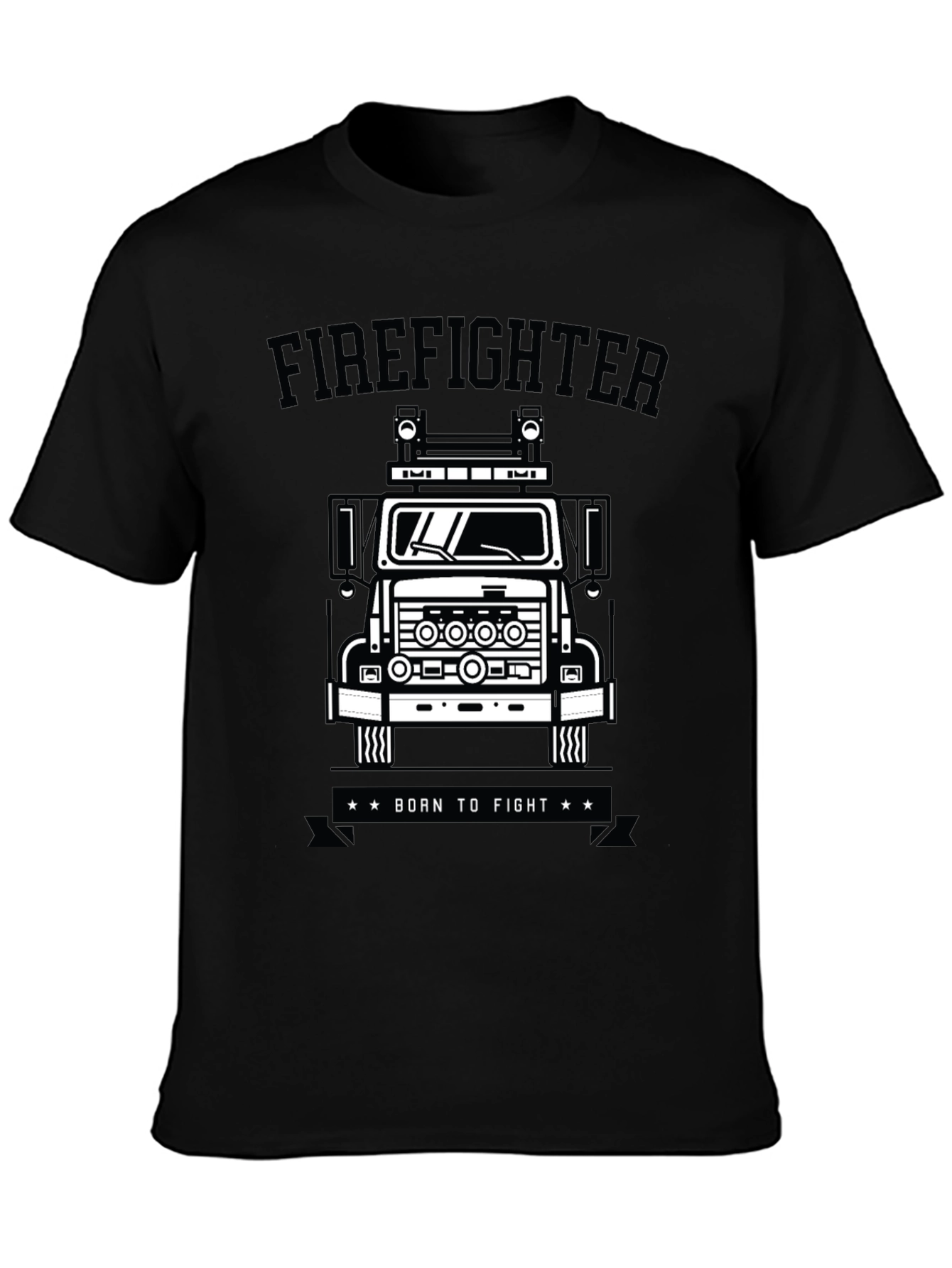 Black Firefighter Truck Graphic Tee - Born to Fight view 3
