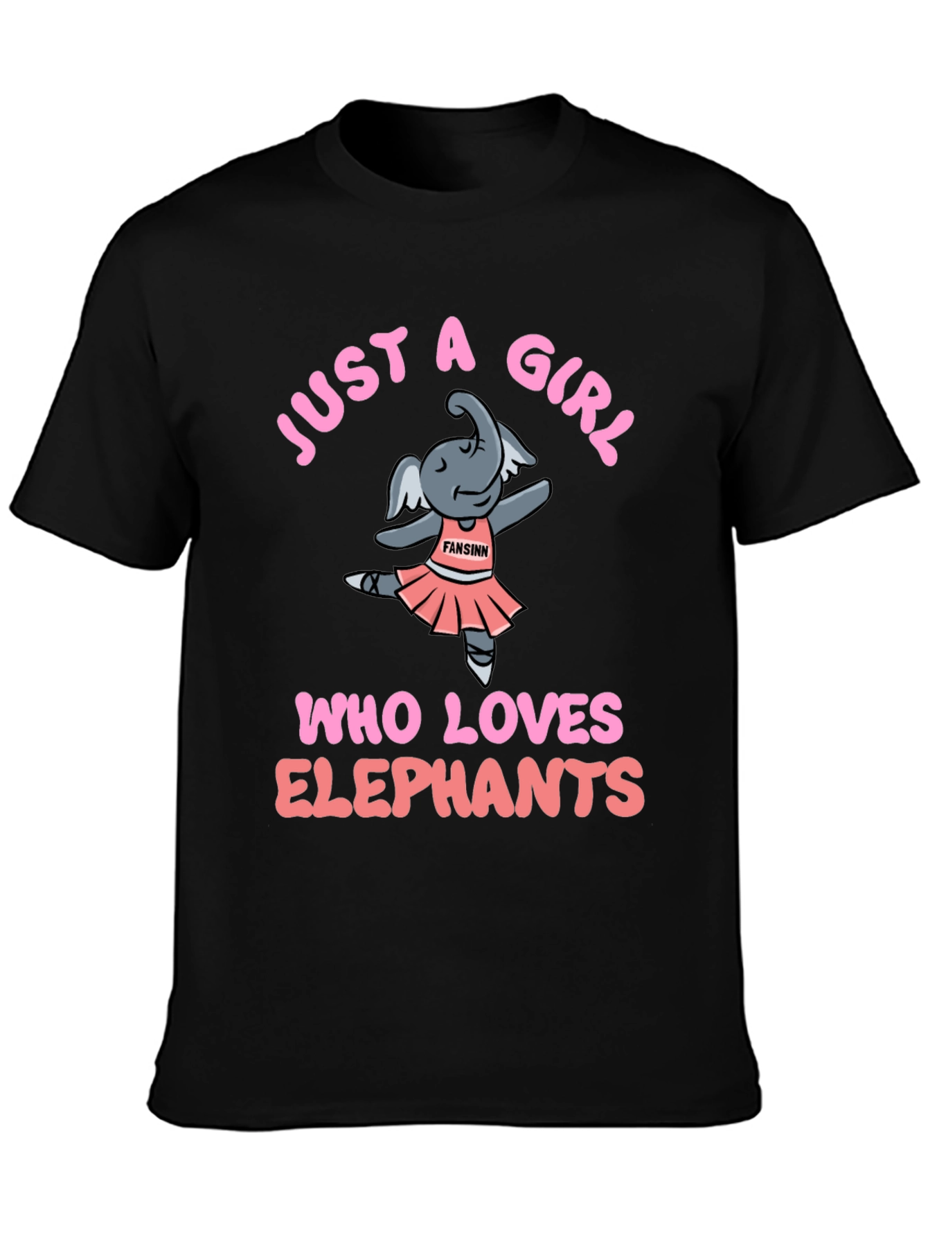 Black Just A Girl Who Loves Elephants T-Shirt view 3