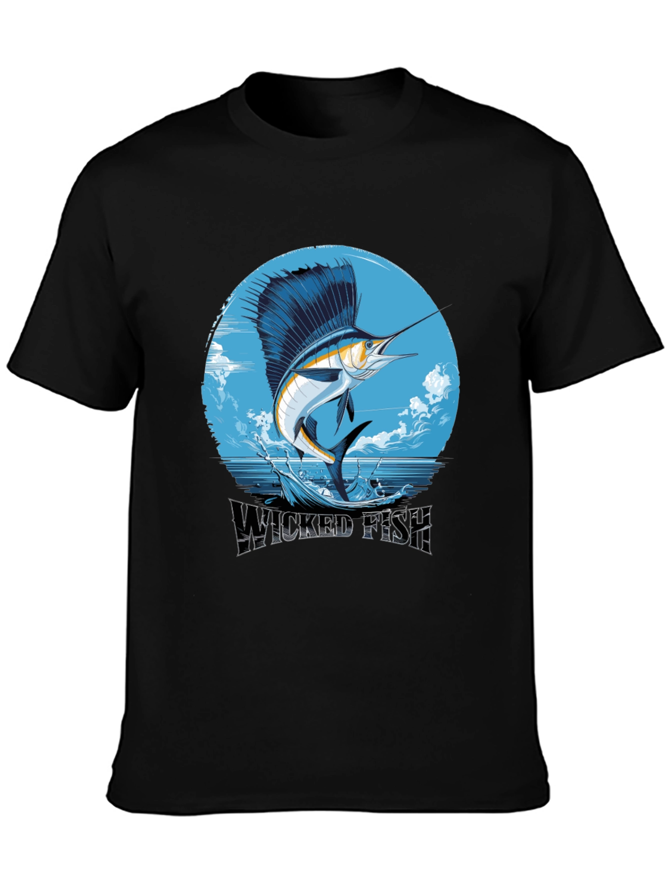 Black Wicked Fish Graphic Tee - Stylish Men's Black T-Shirt view 3