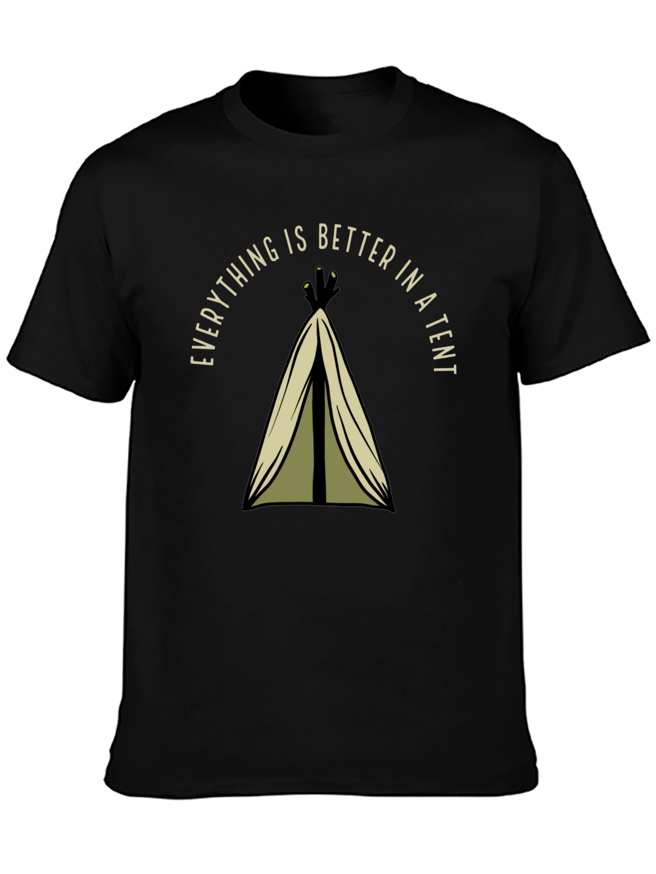 Black Everything Is Better In A Tent Black T-Shirt view 3