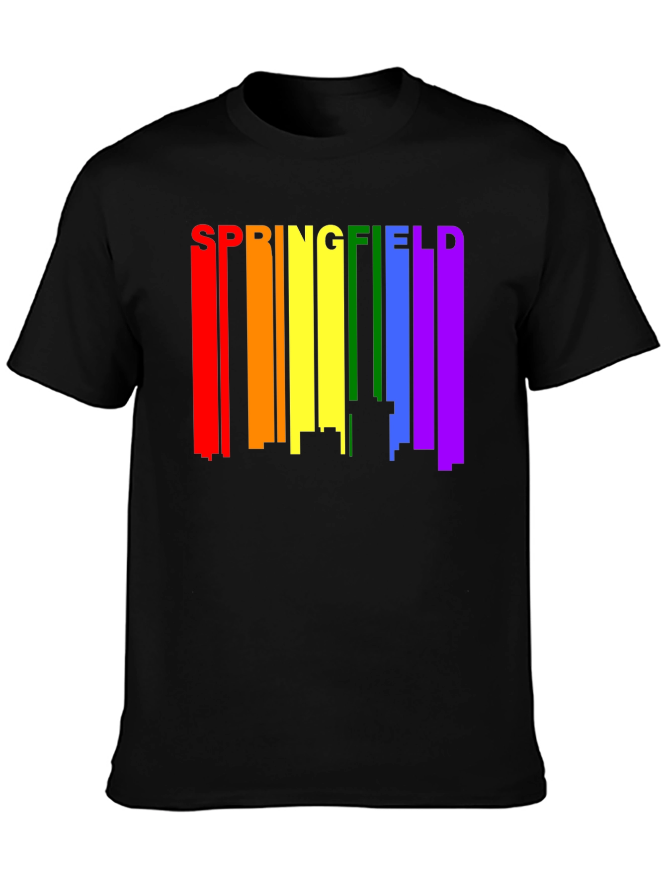 Black Springfield Rainbow Skyline Black T-Shirt view 3